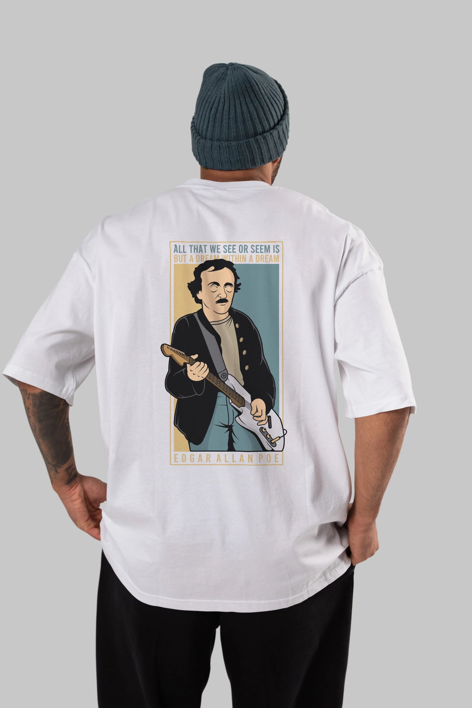 Edgar Alan Cobain Arka Baskılı Oversize t-shirt Erkek Kadın Unisex %100 Pamuk tişort