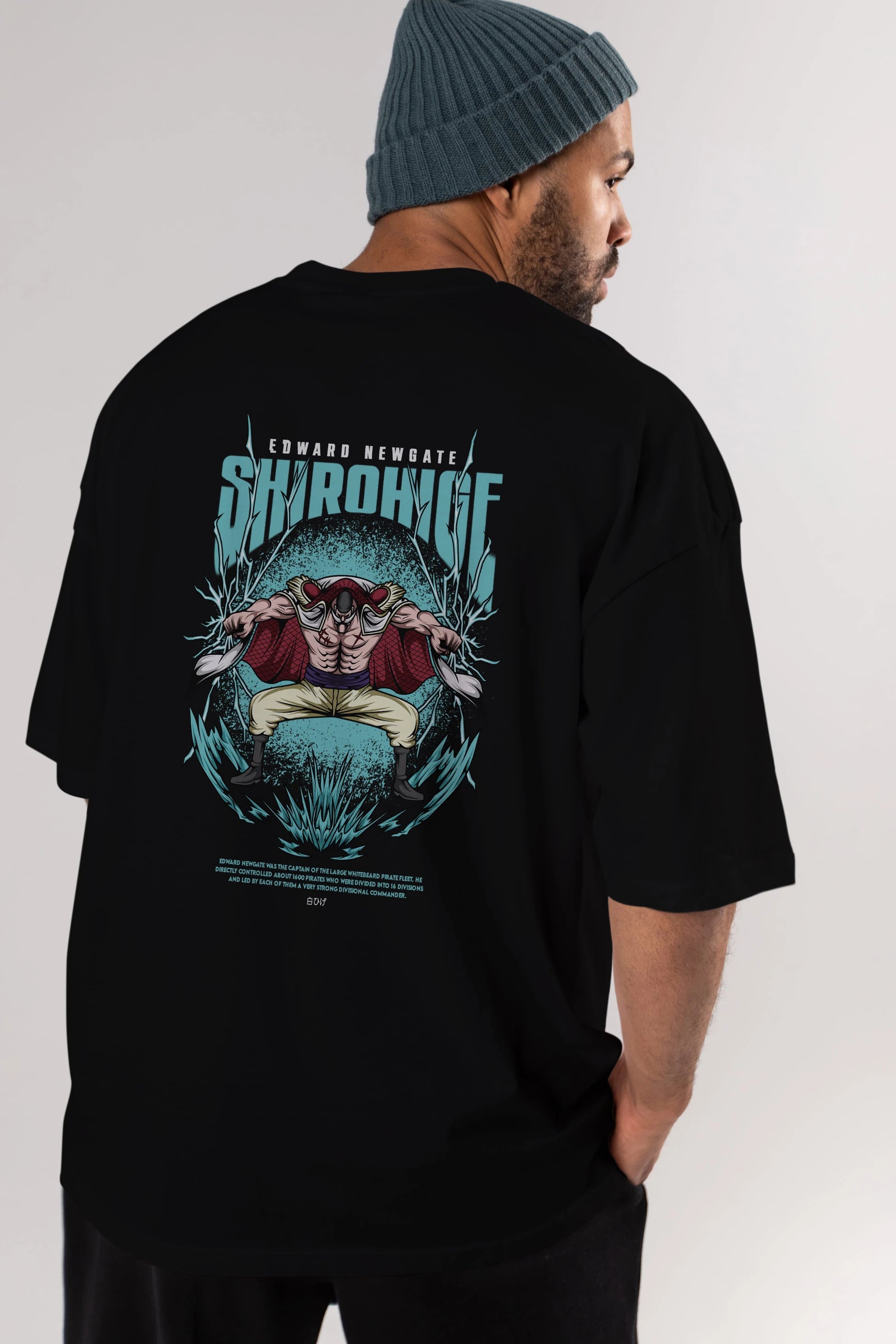Shirohige Anime Arka Baskılı Oversize t-shirt Erkek Kadın Unisex
