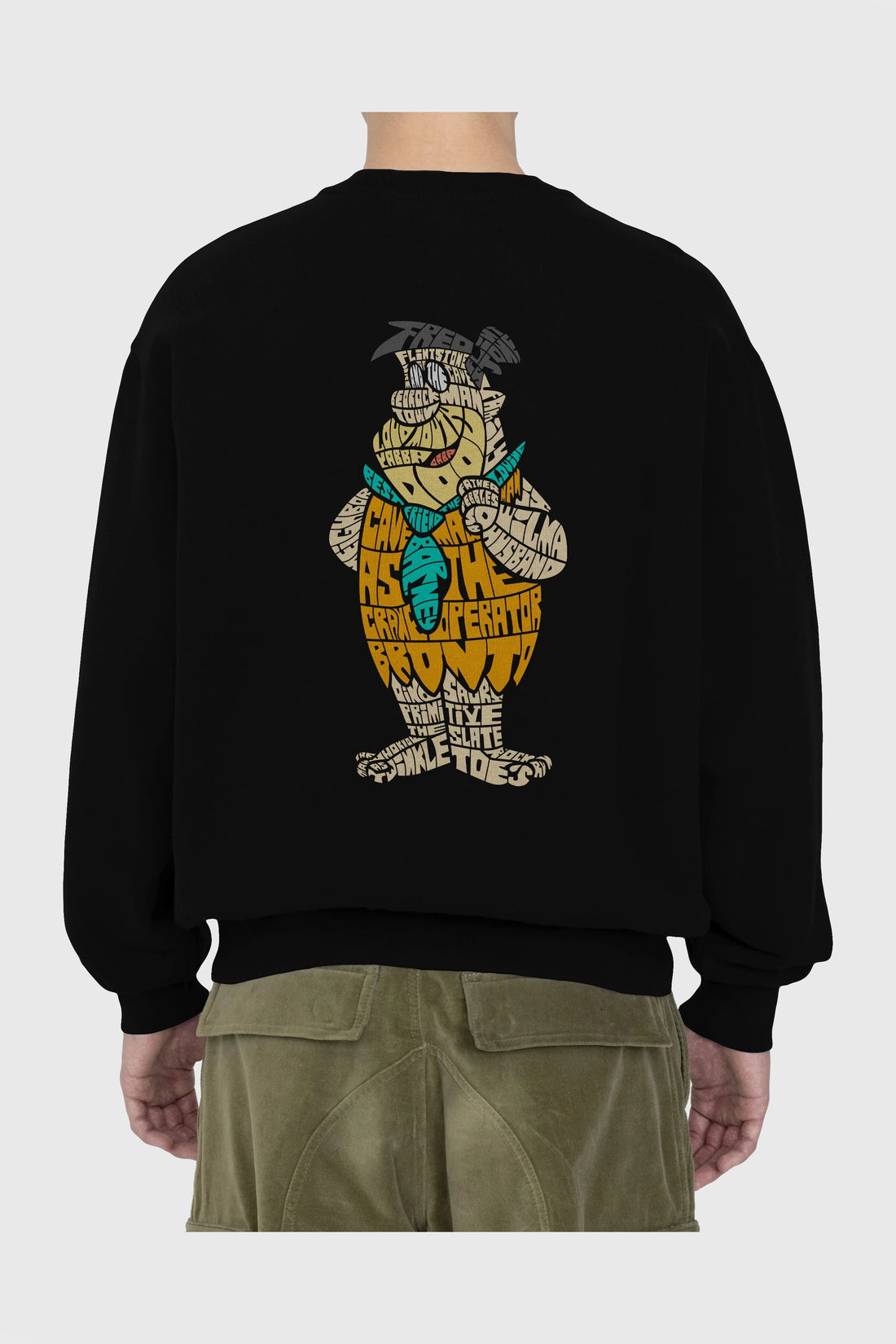 Fred Flintstone Arka Baskılı Oversize Sweatshirt Erkek Kadın Unisex