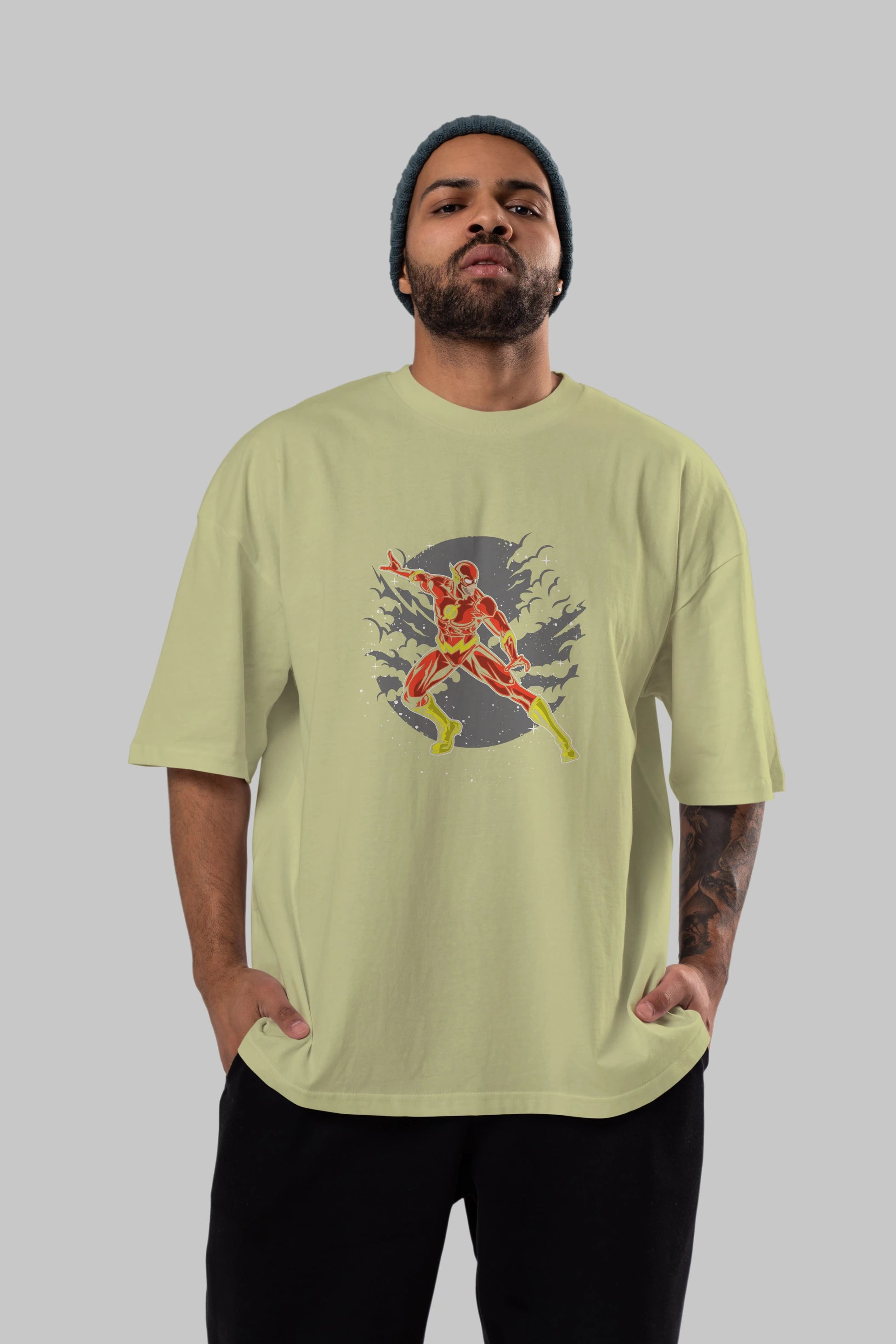 The Flash Ön Baskılı Oversize t-shirt Erkek Kadın Unisex %100 Pamuk tişort