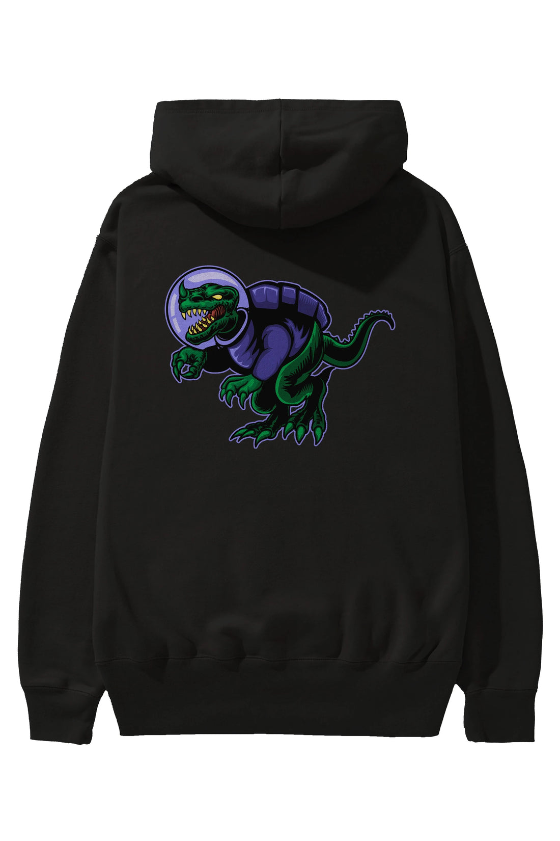 Space Dino Arka Baskılı Hoodie Oversize Kapüşonlu Sweatshirt Erkek Kadın Unisex