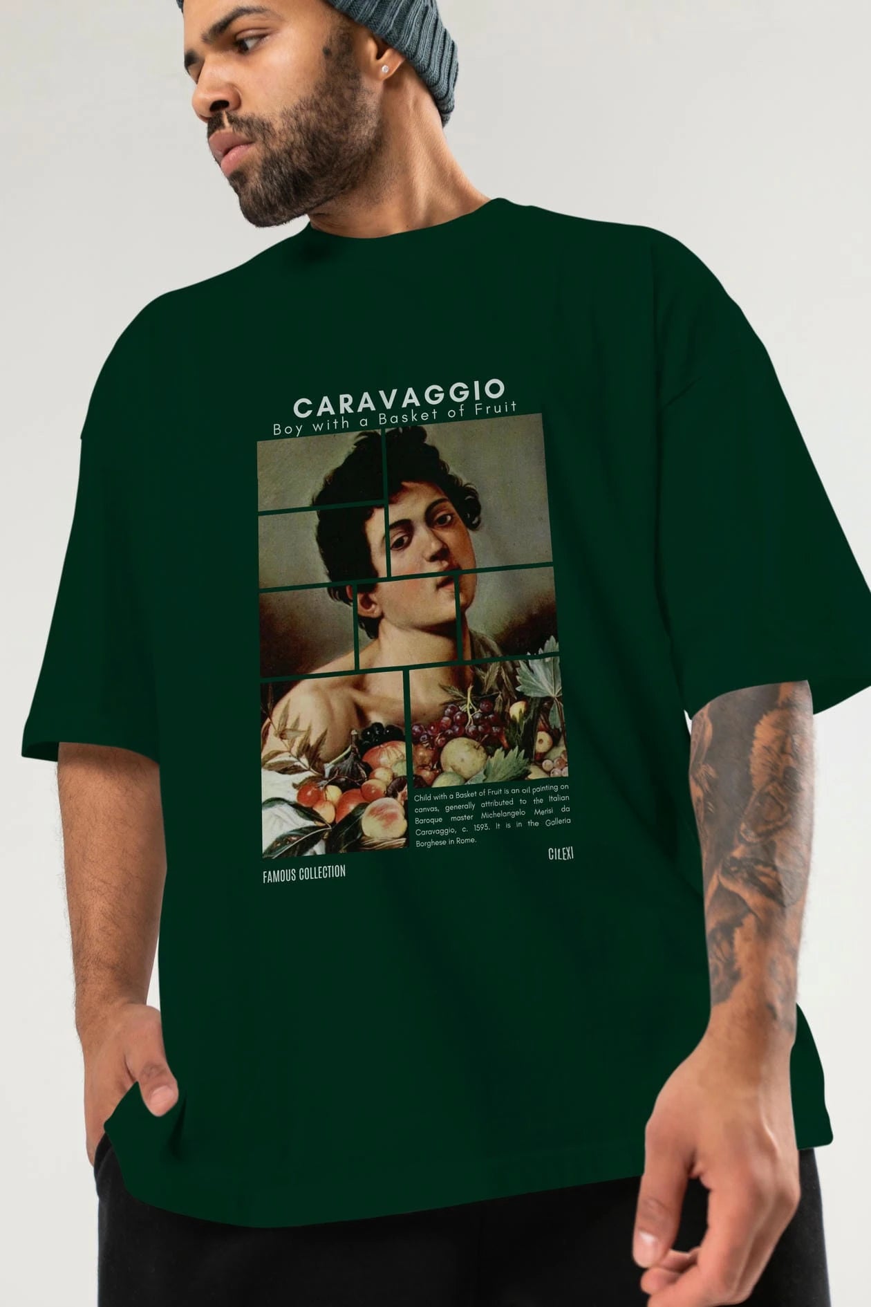 Caravaggio Boy ön Baskılı Oversize t-shirt Erkek Kadın Bisiklet Yaka Pamuk tişort