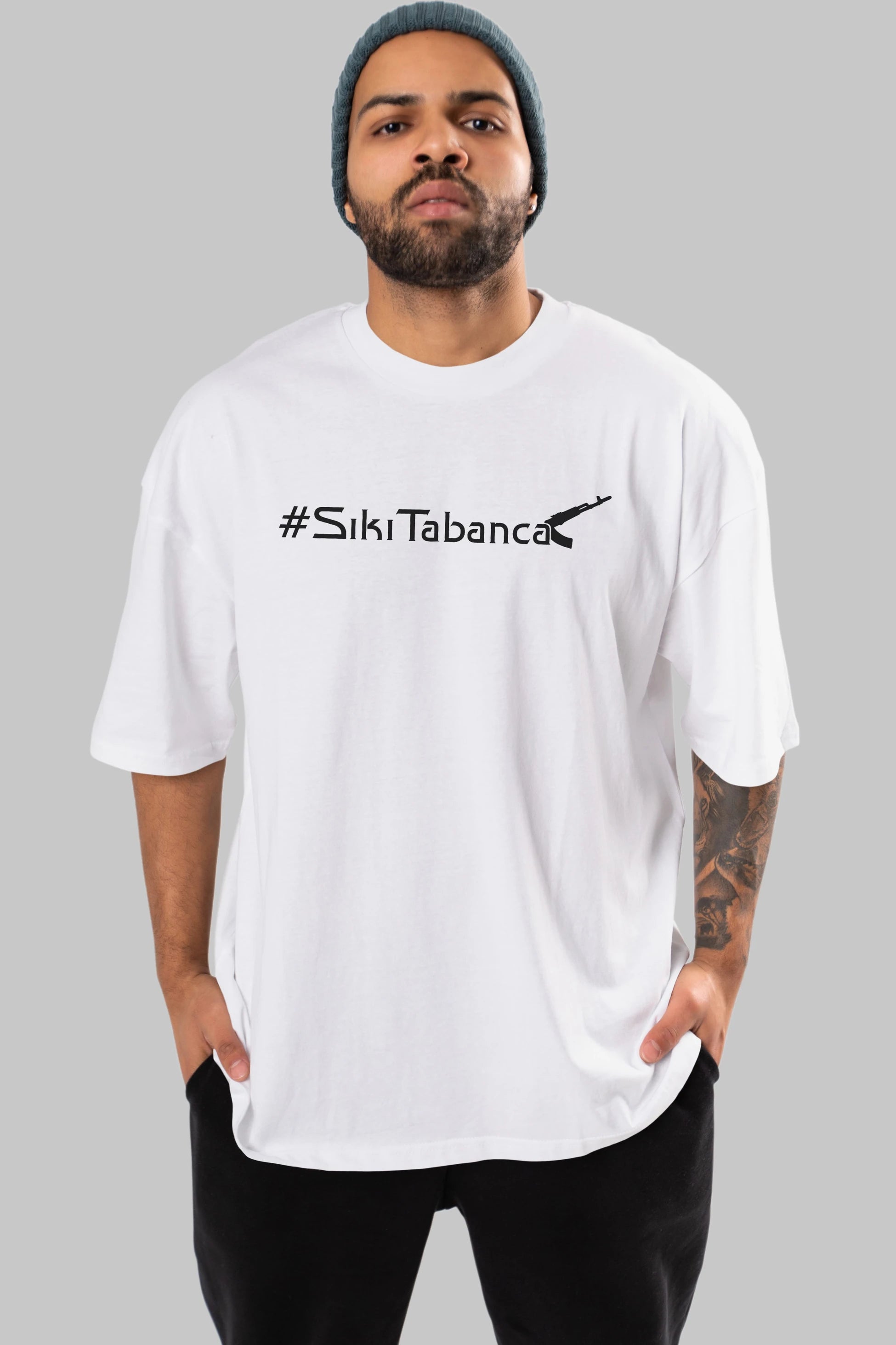 Sıkı Tabanca Ön Baskılı Oversize t-shirt %100 pamuk Erkek Kadın Unisex