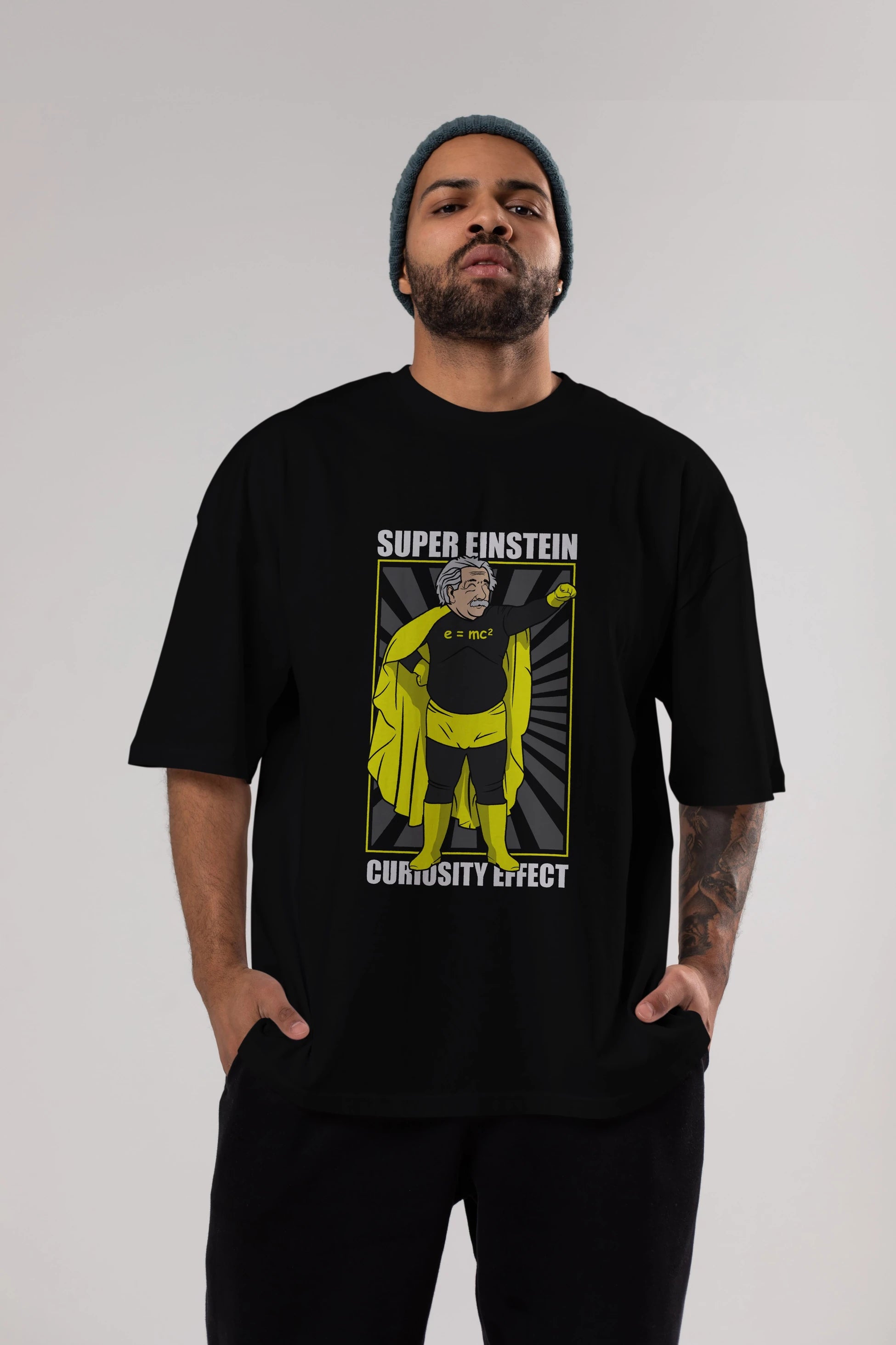 Super Einsten Ön Baskılı Oversize t-shirt Erkek Kadın Unisex %100 Pamuk tişort