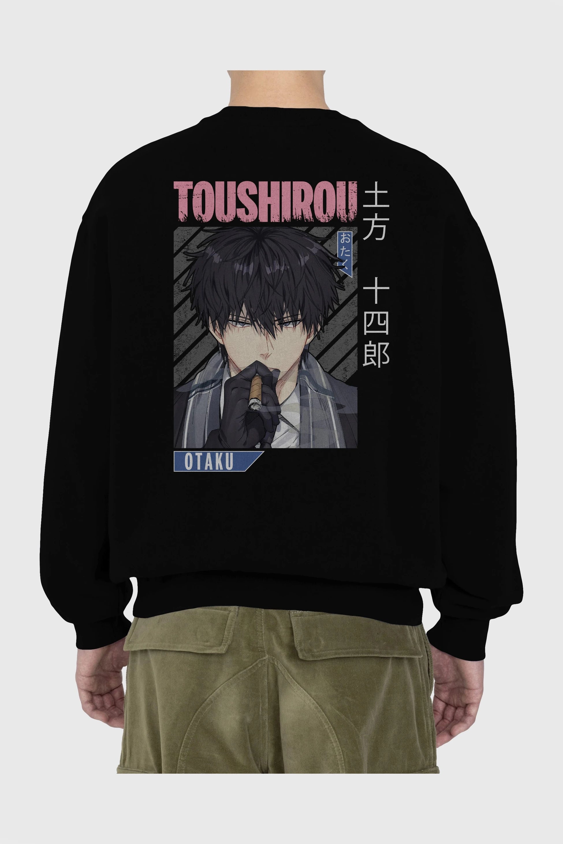 Toushirou Hijikata 2 Anime Arka Baskılı Oversize Sweatshirt Erkek Kadın Unisex