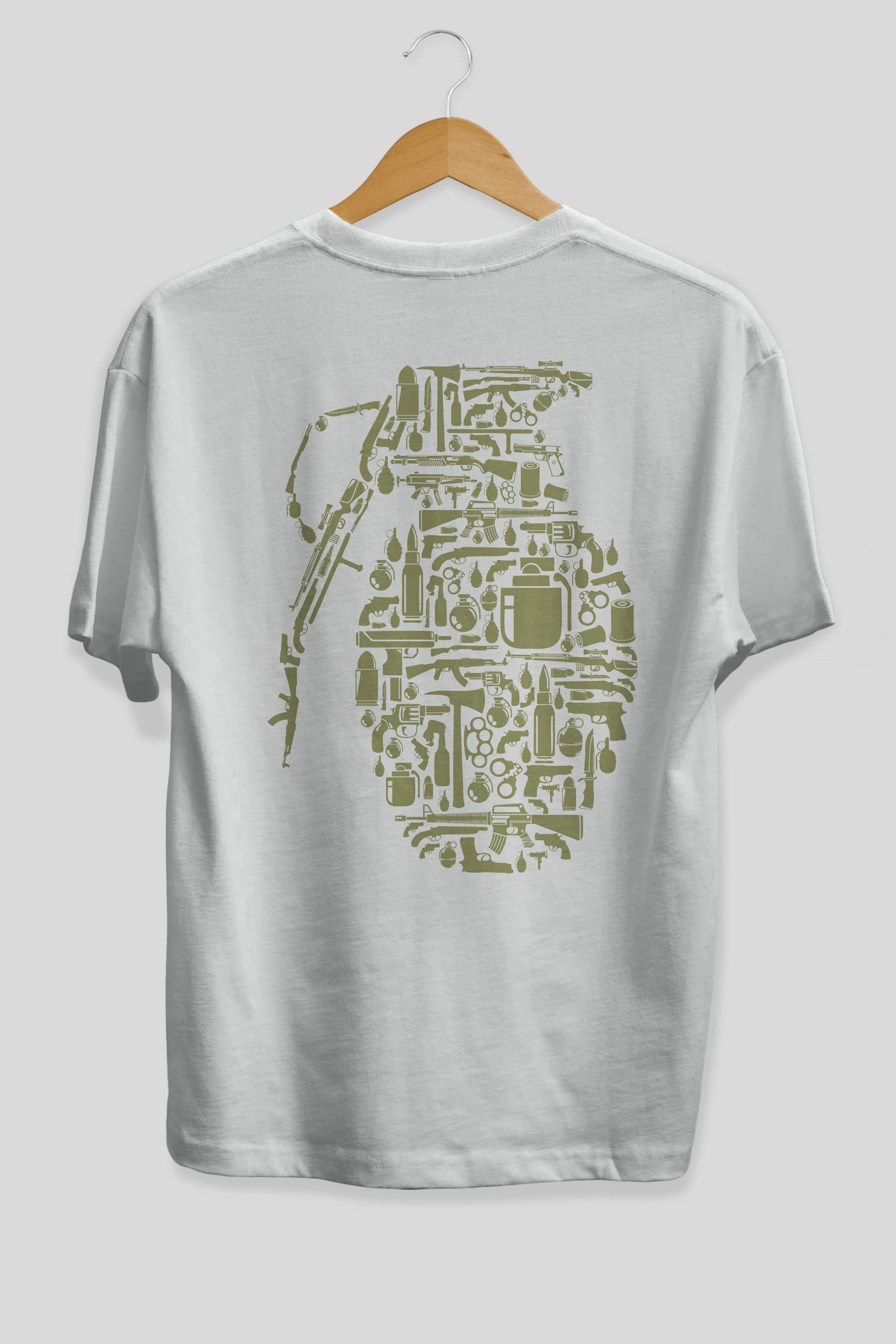 Grenade Arka Baskılı Oversize t-shirt %100 pamuk Erkek Kadın Unisex