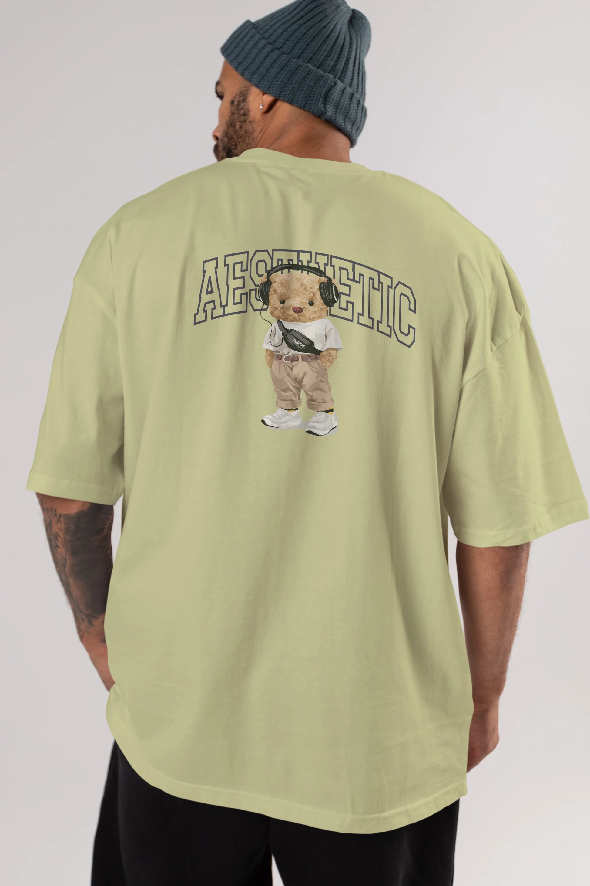 Teddy Bear Aesthetıc Arka Baskılı Oversize t-shirt Erkek Kadın Unisex %100 Pamuk