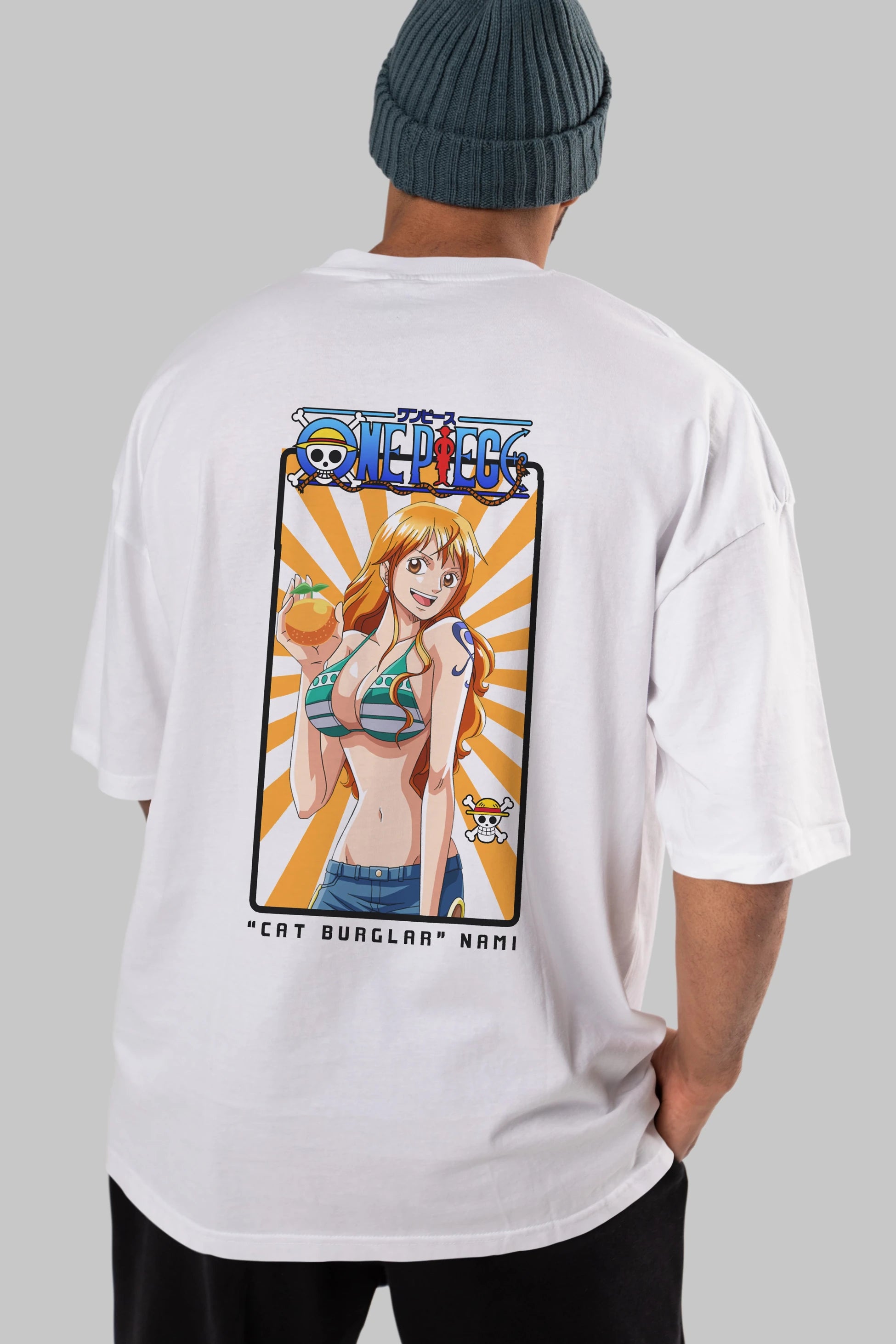 Nami Anime Arka Baskılı Oversize t-shirt Erkek Kadın Unisex %100 pamuk tişort