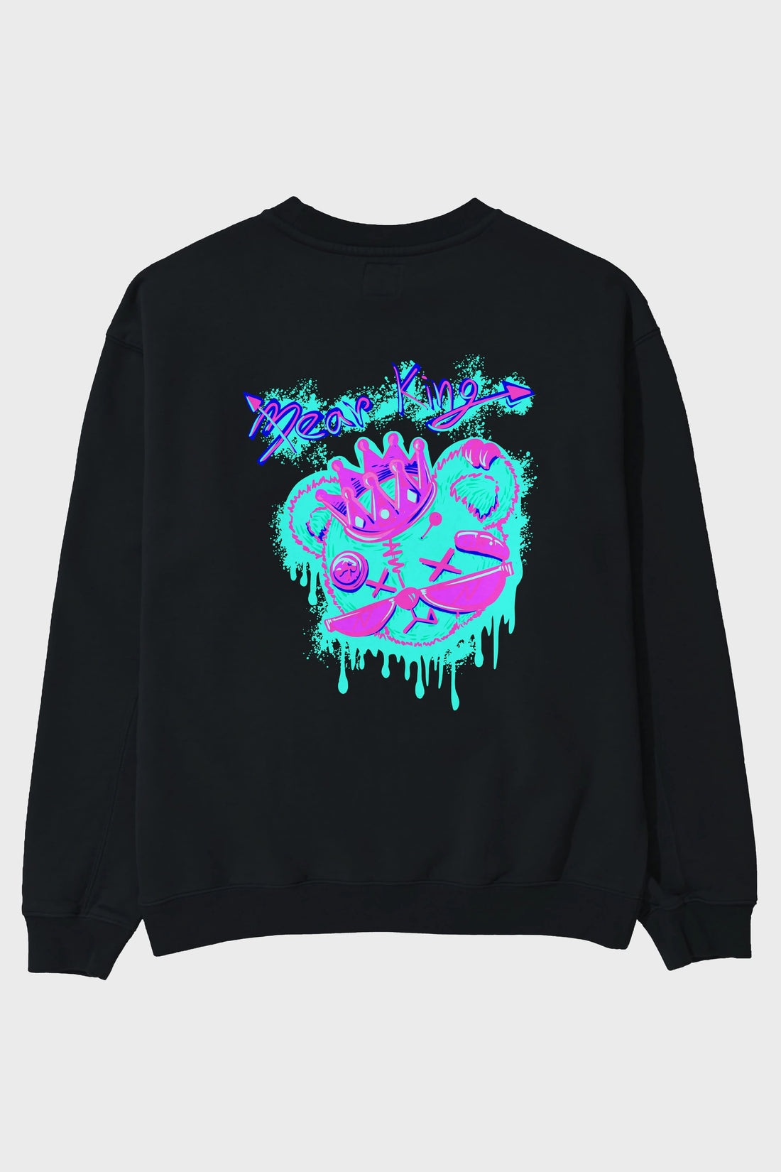 Bear King Arka Baskılı Oversize Sweatshirt Erkek Kadın Unisex