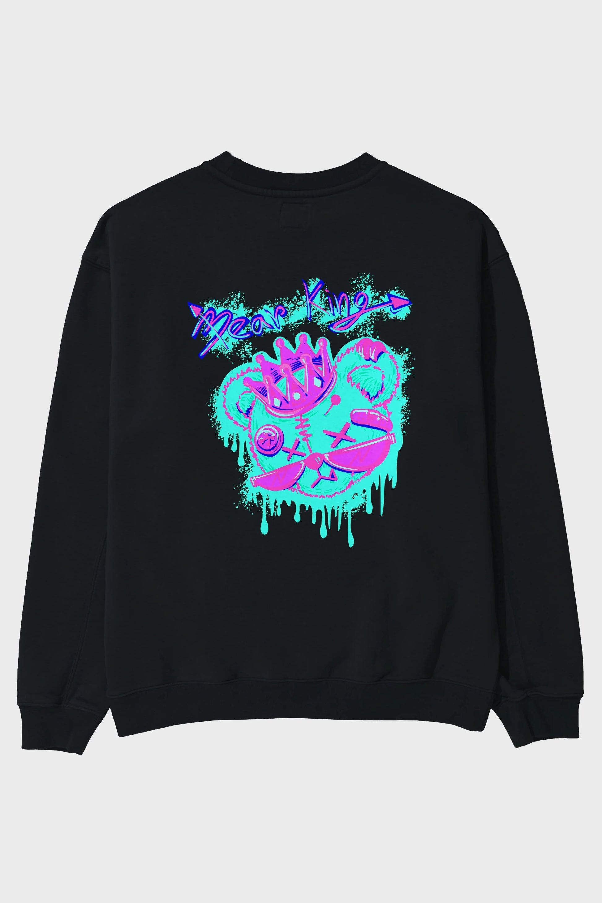 Bear King Arka Baskılı Oversize Sweatshirt Erkek Kadın Unisex