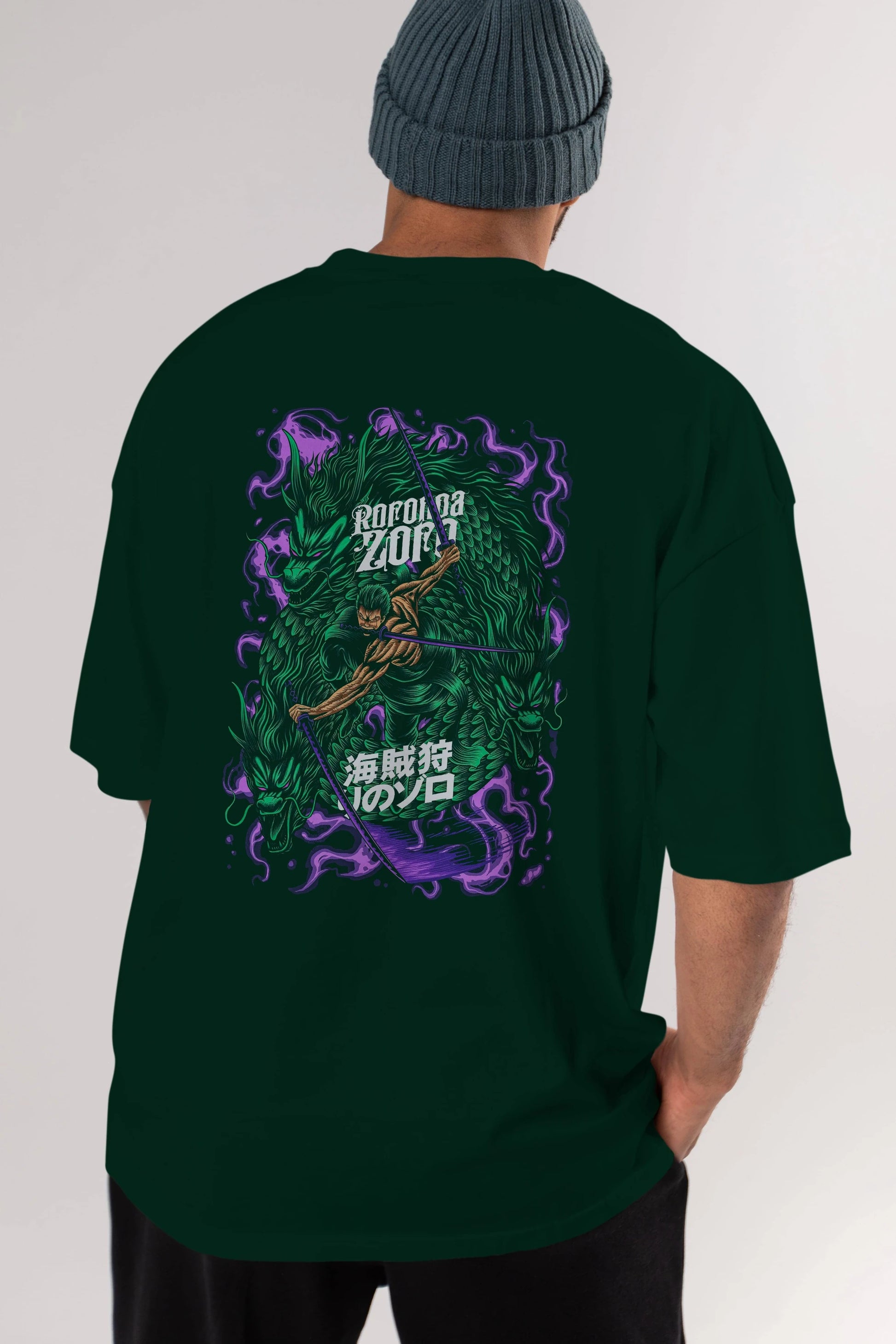 RORONOA ZORO Anime Arka Baskılı Oversize t-shirt Erkek Kadın Unisex