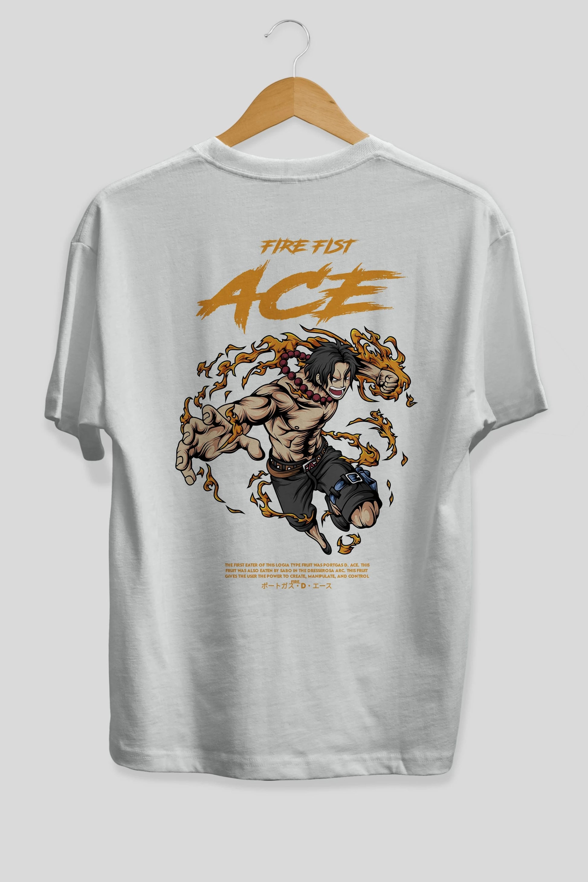 Fire Fist Ace Anime Arka Baskılı Oversize t-shirt Erkek Kadın Unisex