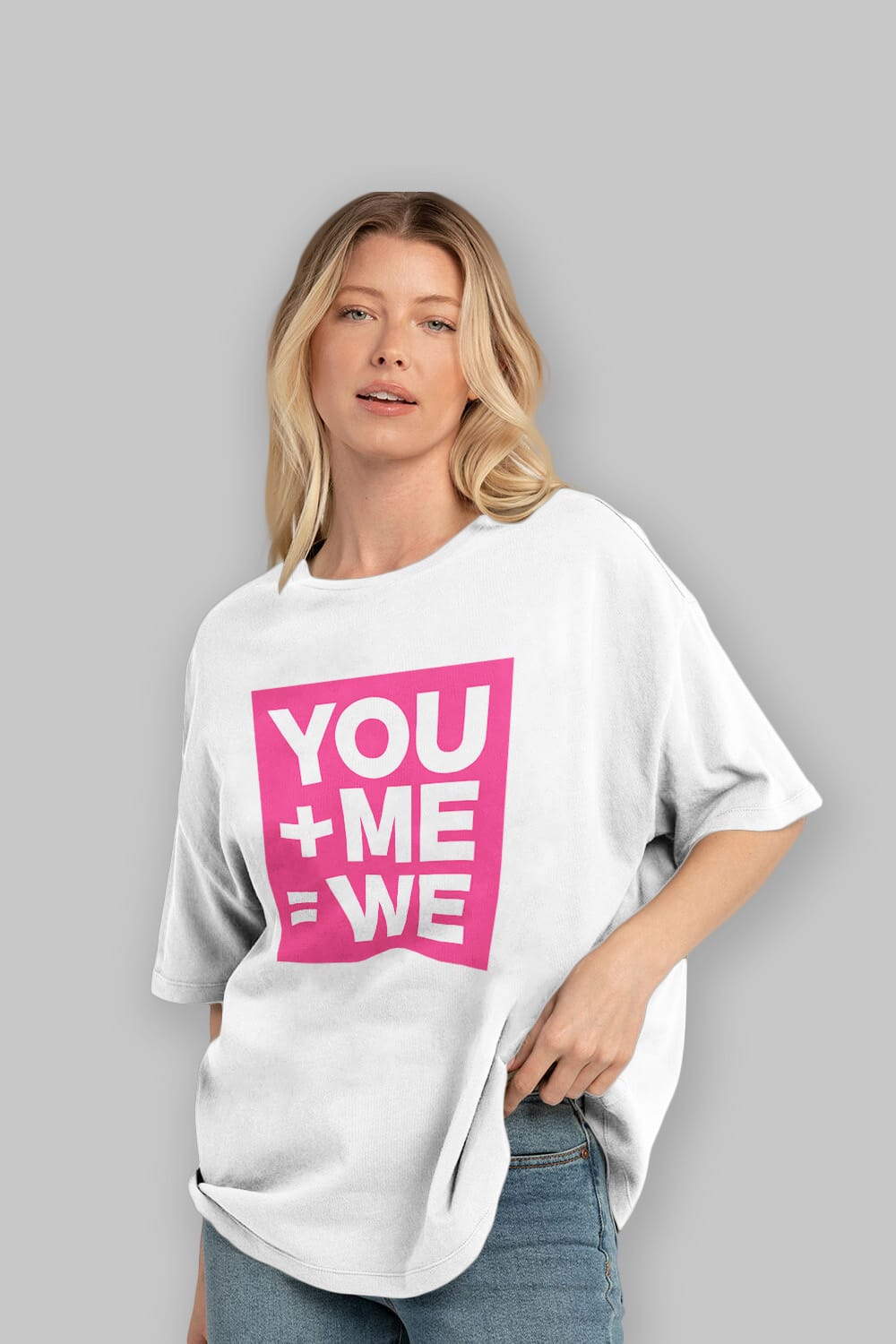 You Me We Yazılı Ön Baskılı Oversize t-shirt Erkek Kadın Unisex