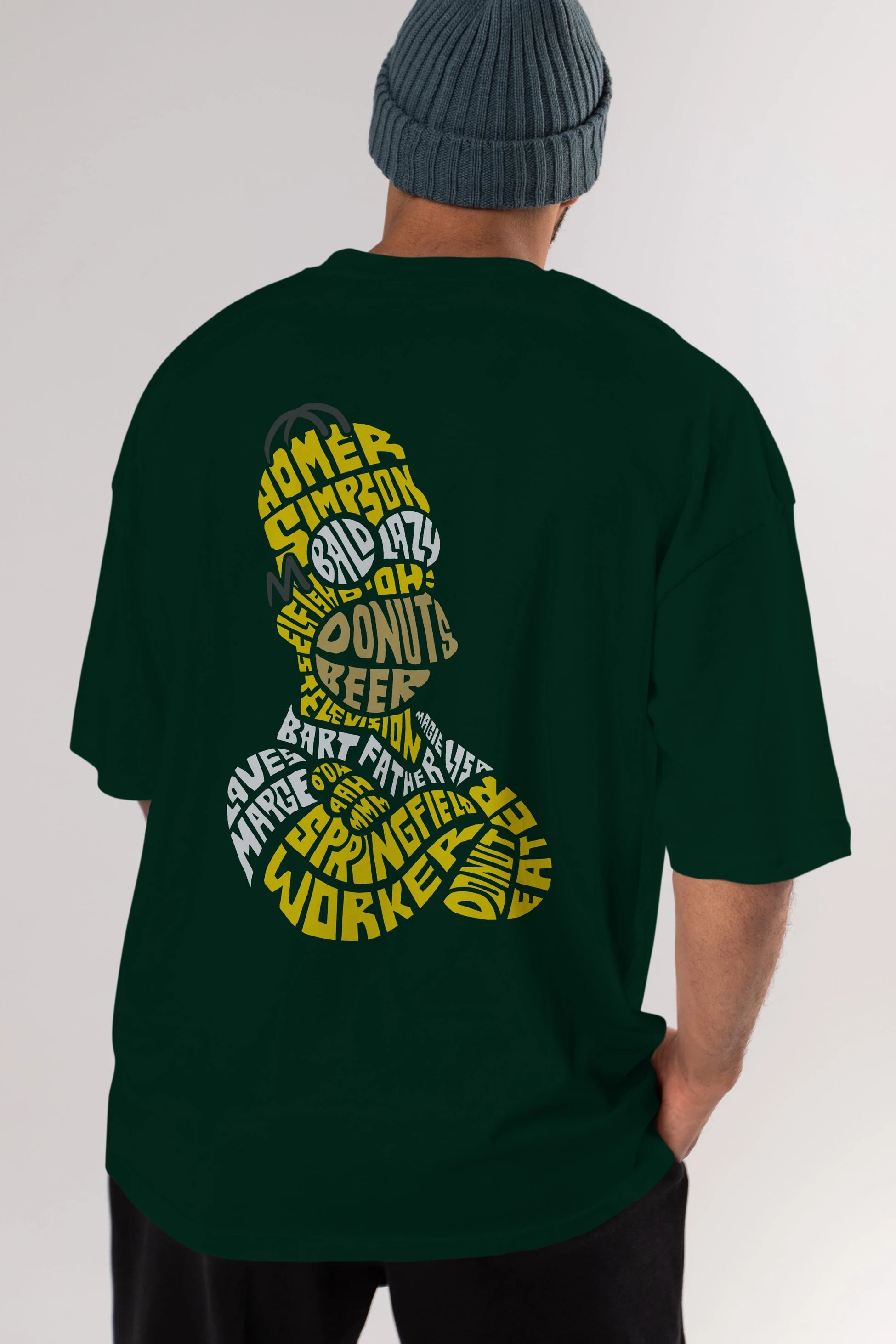 Homer Simpson Arka Baskılı Oversize t-shirt %100 pamuk Erkek Kadın Unisex
