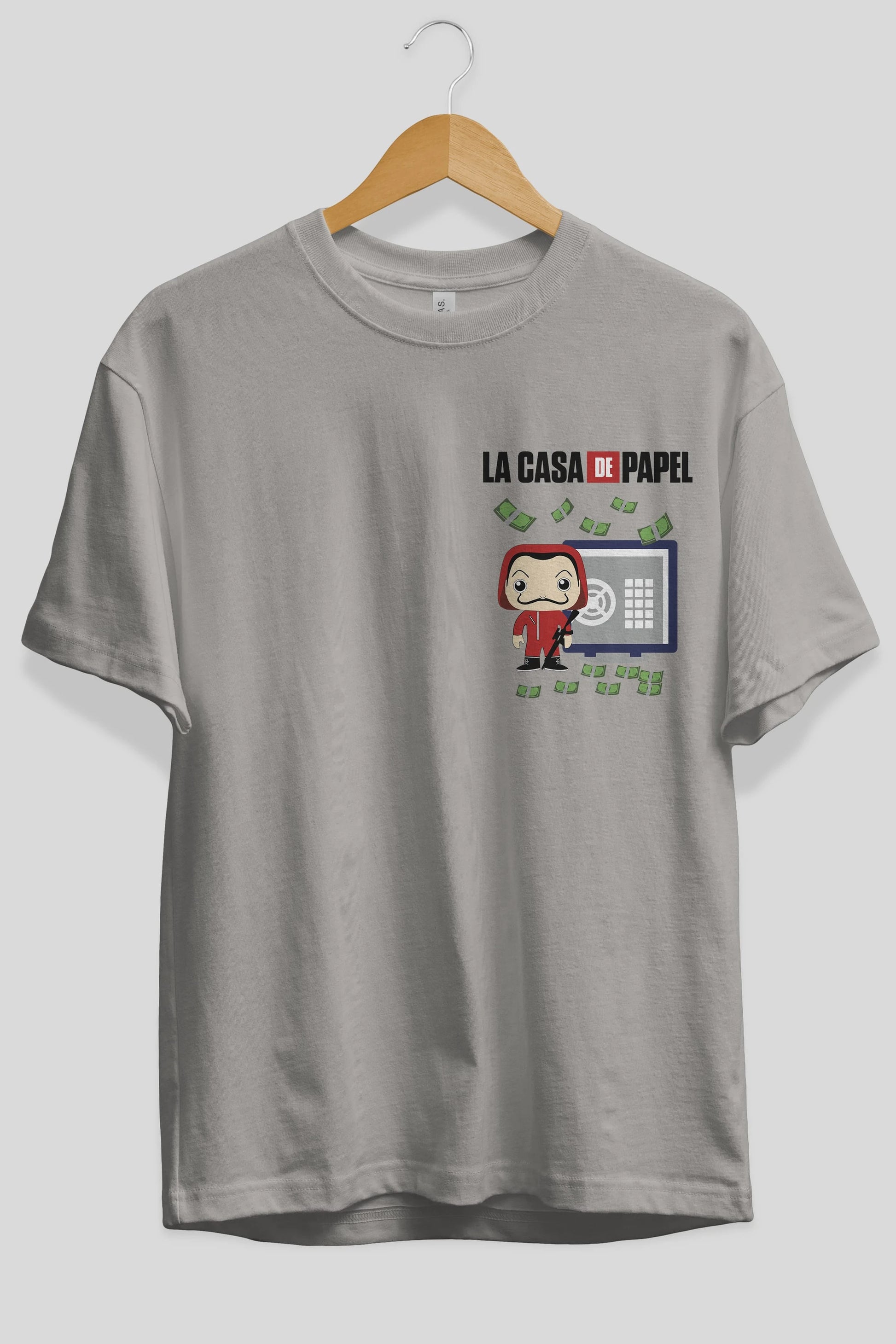 La Casa De Papel (4) Ön Sol Baskılı Oversize t-shirt Erkek Kadın Unisex %100 Pamuk Bisiklet Yaka tişort