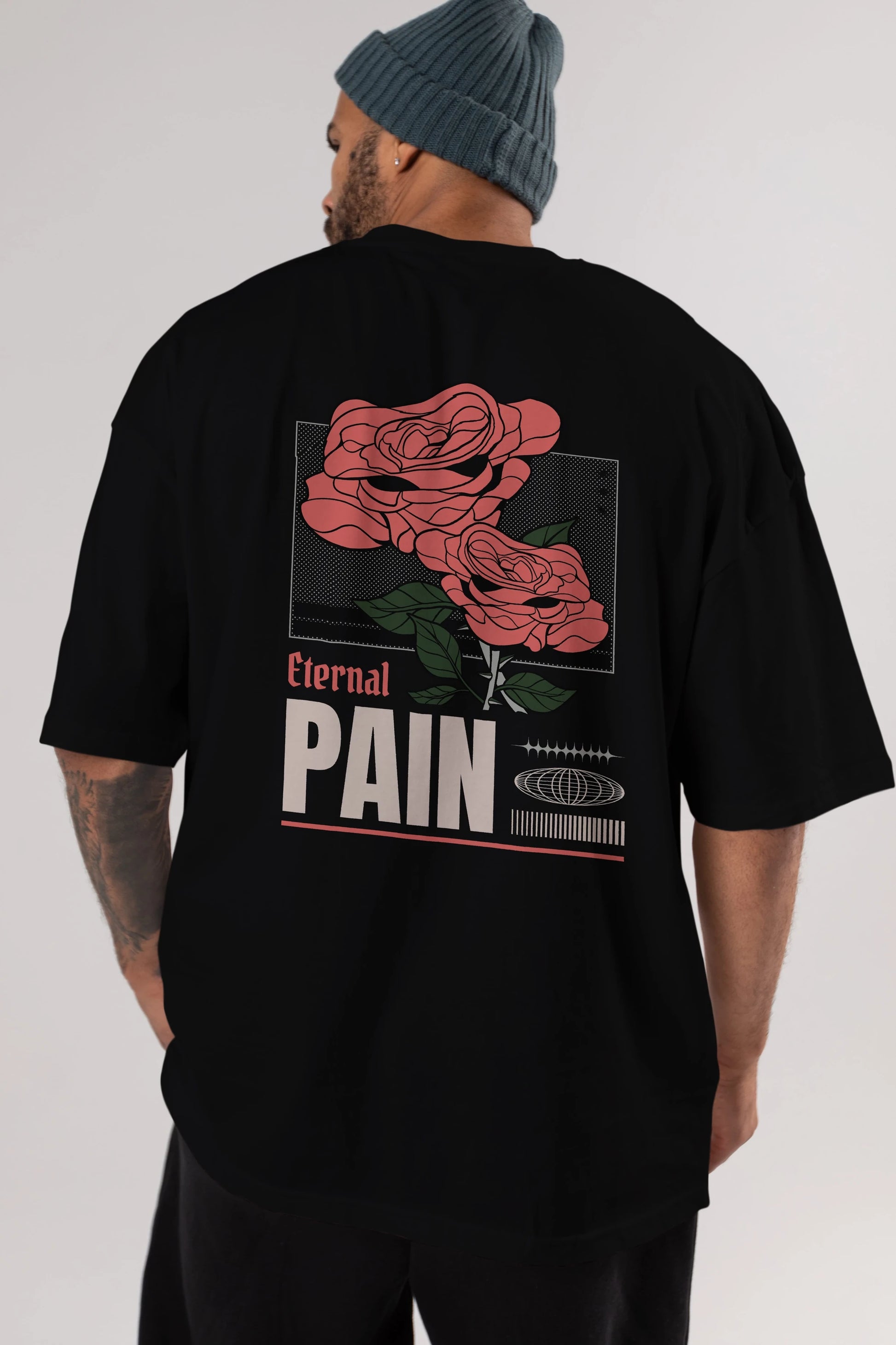 Eternal Pain Arka Baskılı Oversize t-shirt Erkek Kadın Unisex