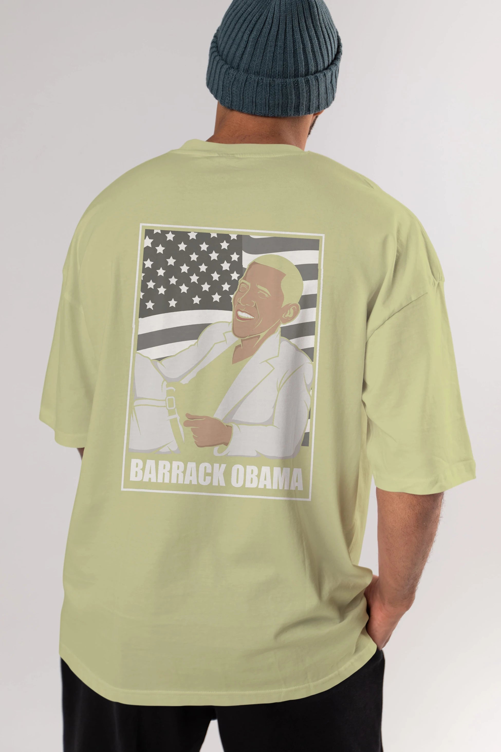 Obama Thriller Arka Baskılı Oversize t-shirt Erkek Kadın Unisex %100 Pamuk tişort