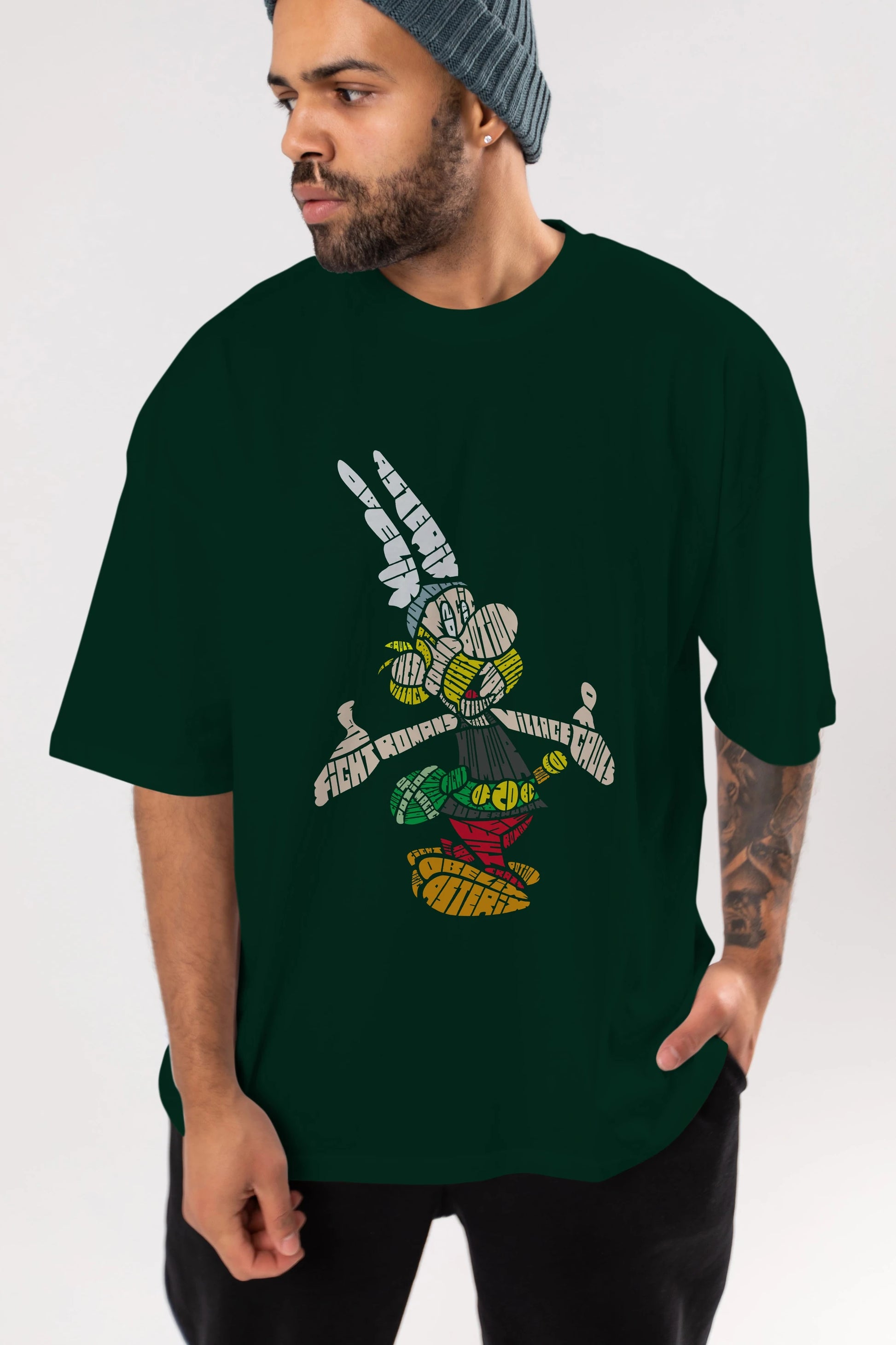 Asterix Ön Baskılı Oversize t-shirt %100 pamuk Erkek Kadın Unisex
