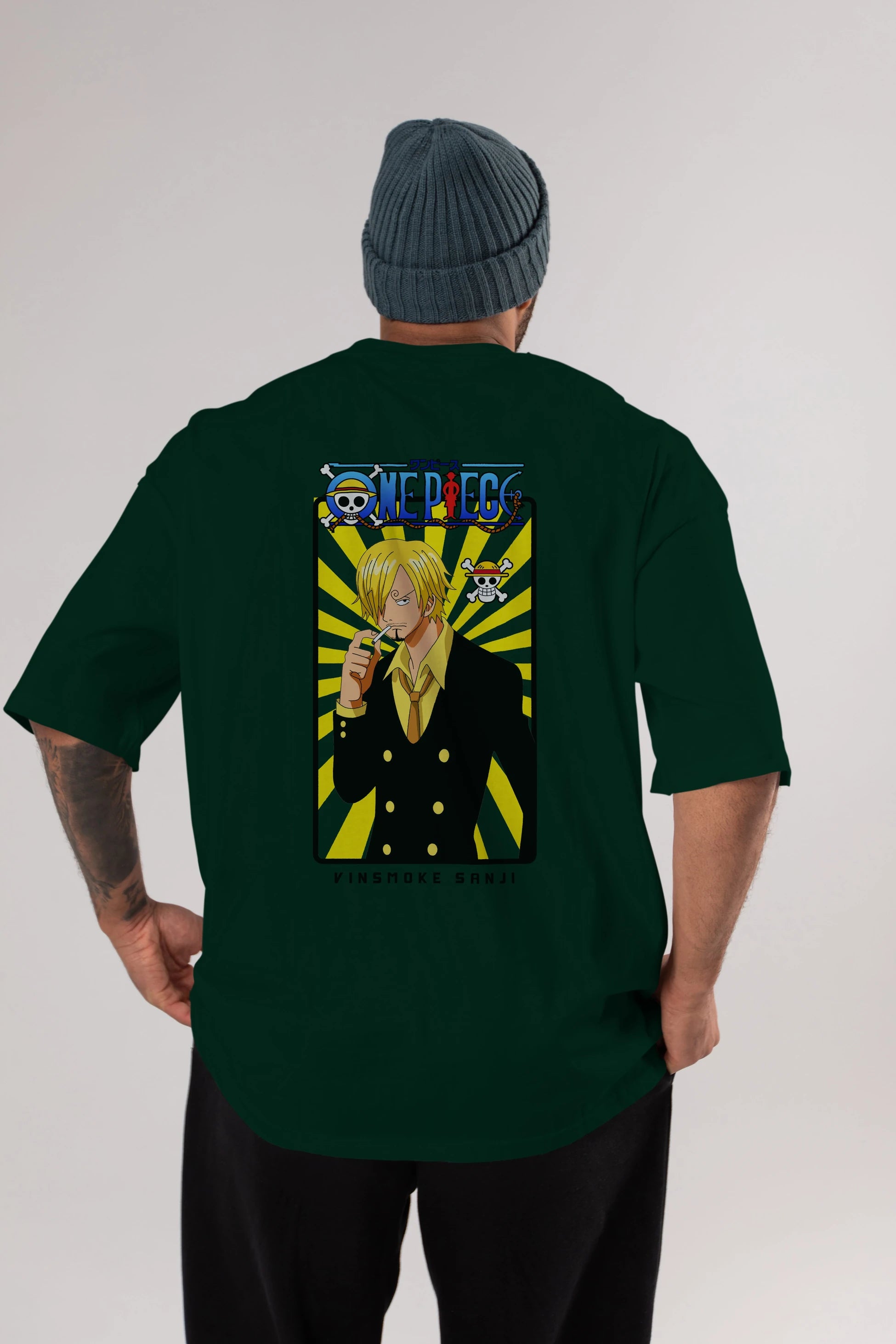 Sanji 4 Anime Arka Baskılı Oversize t-shirt Erkek Kadın Unisex %100 pamuk tişort