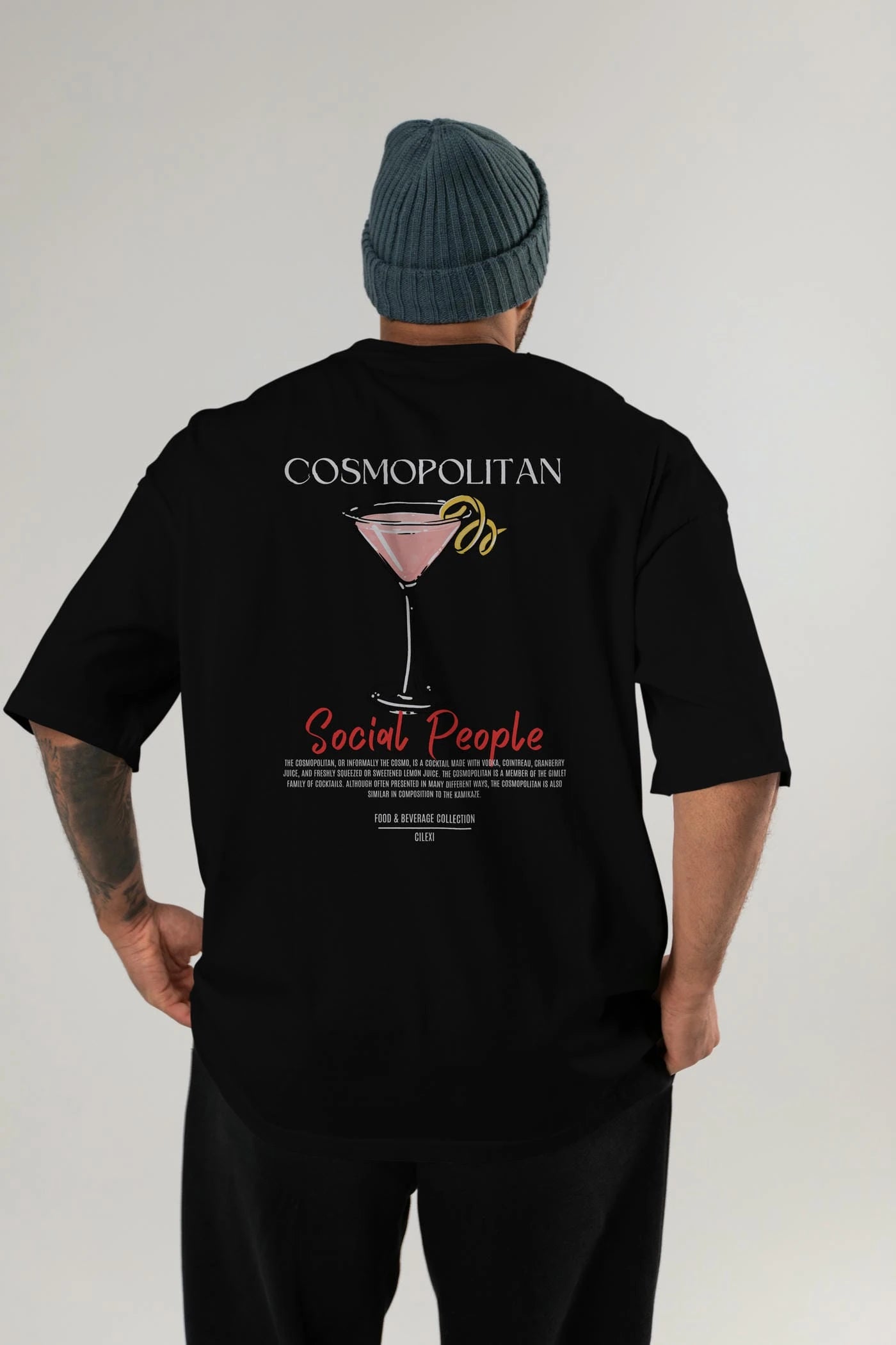 Cosmopolıtan Kokteyl Serisi Baskılı Oversize t-shirt Erkek Kadın Unisex %100 Pamuk Bisiklet Yaka tişort