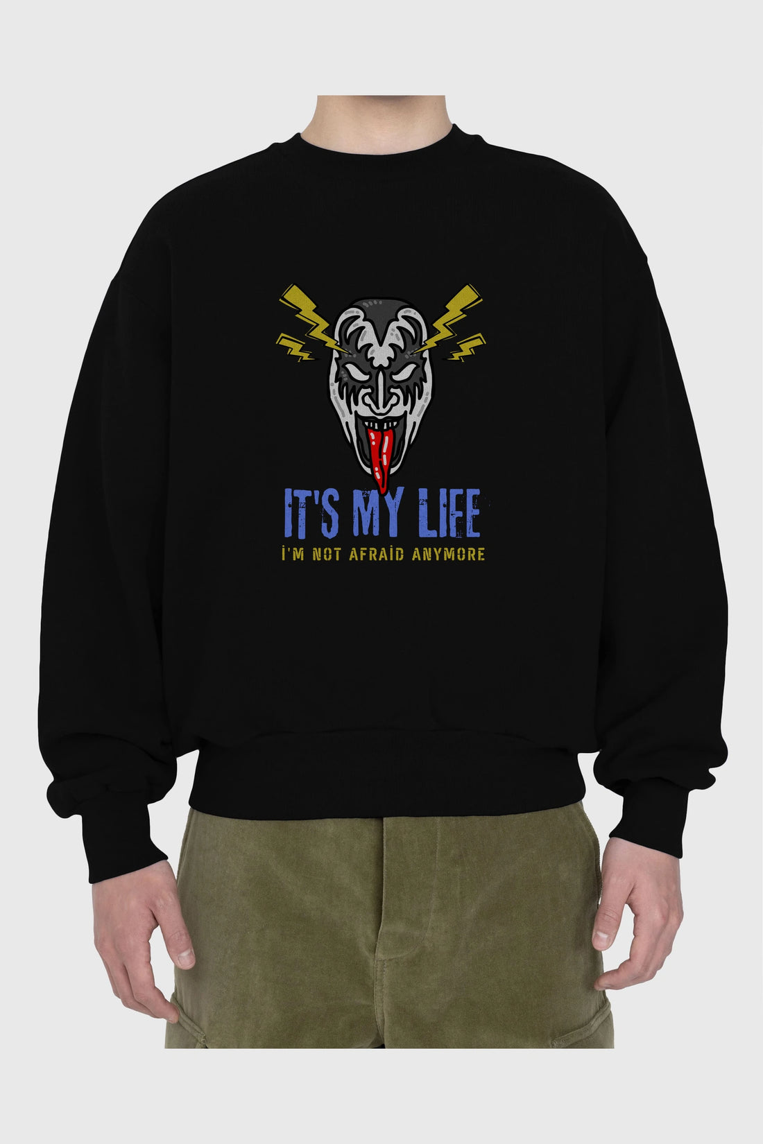 Its My Life Yazılı Ön Baskılı Oversize Sweatshirt Erkek Kadın Unisex