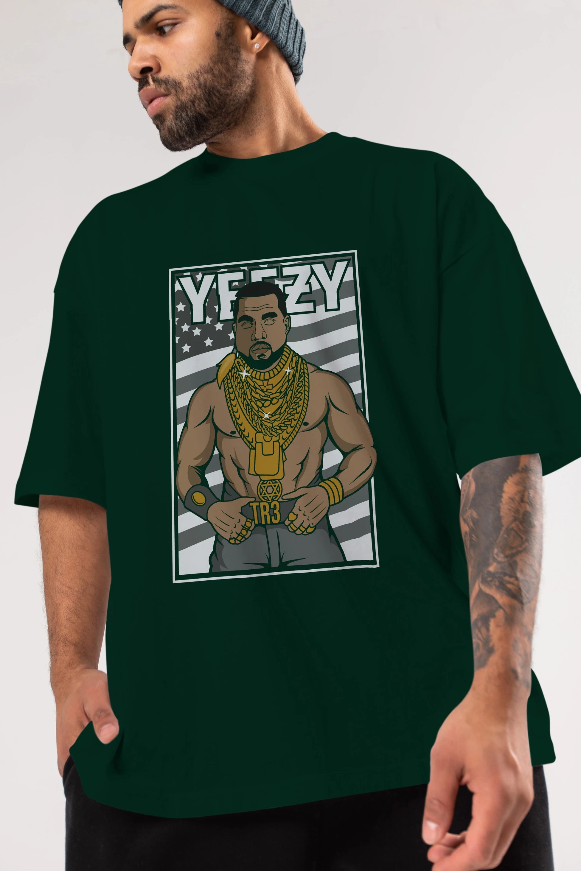 Mr.T Ön Baskılı Oversize t-shirt Erkek Kadın Unisex %100 Pamuk tişort