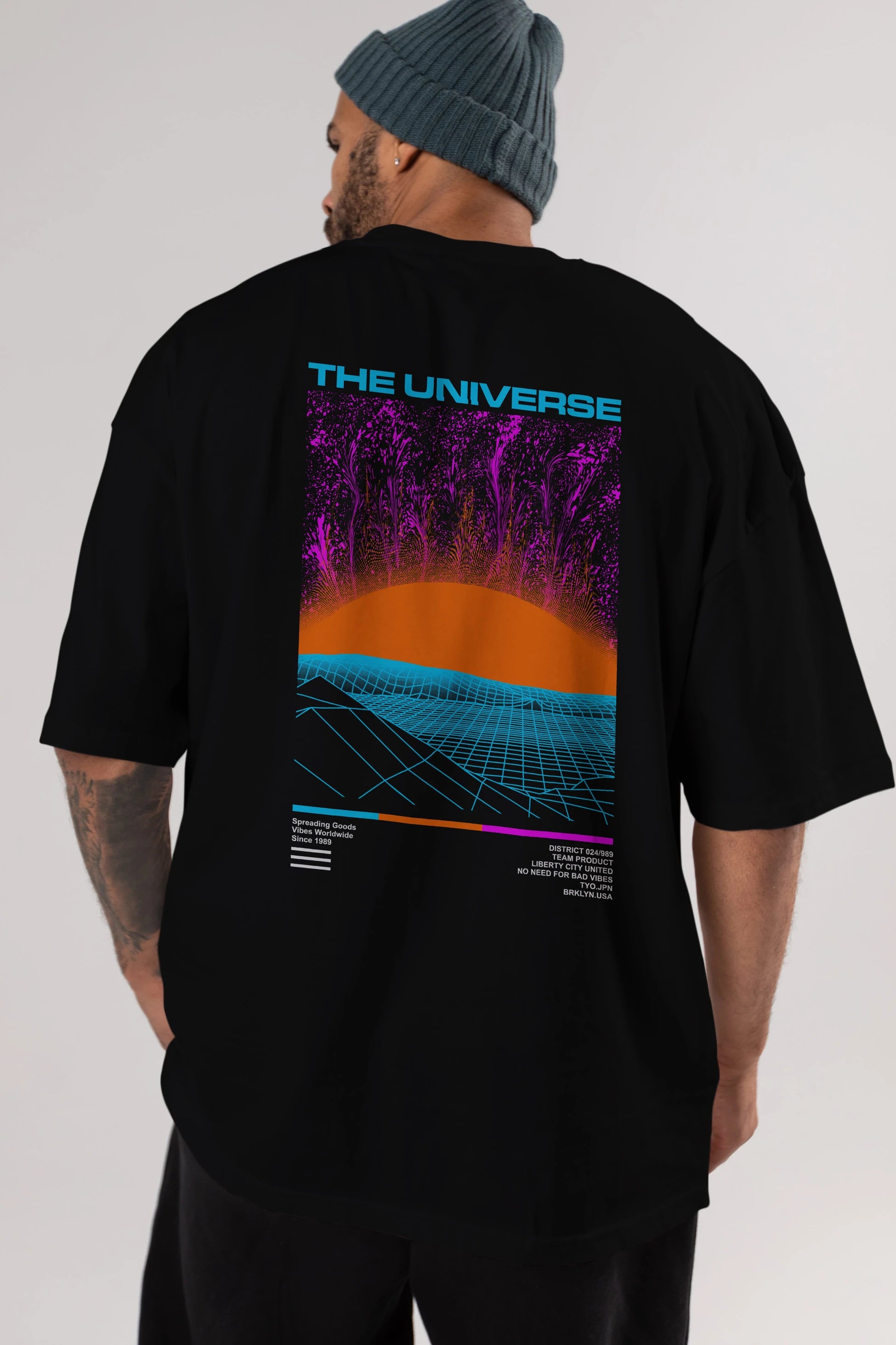 The Universe Arka Baskılı Oversize t-shirt Erkek Kadın Unisex