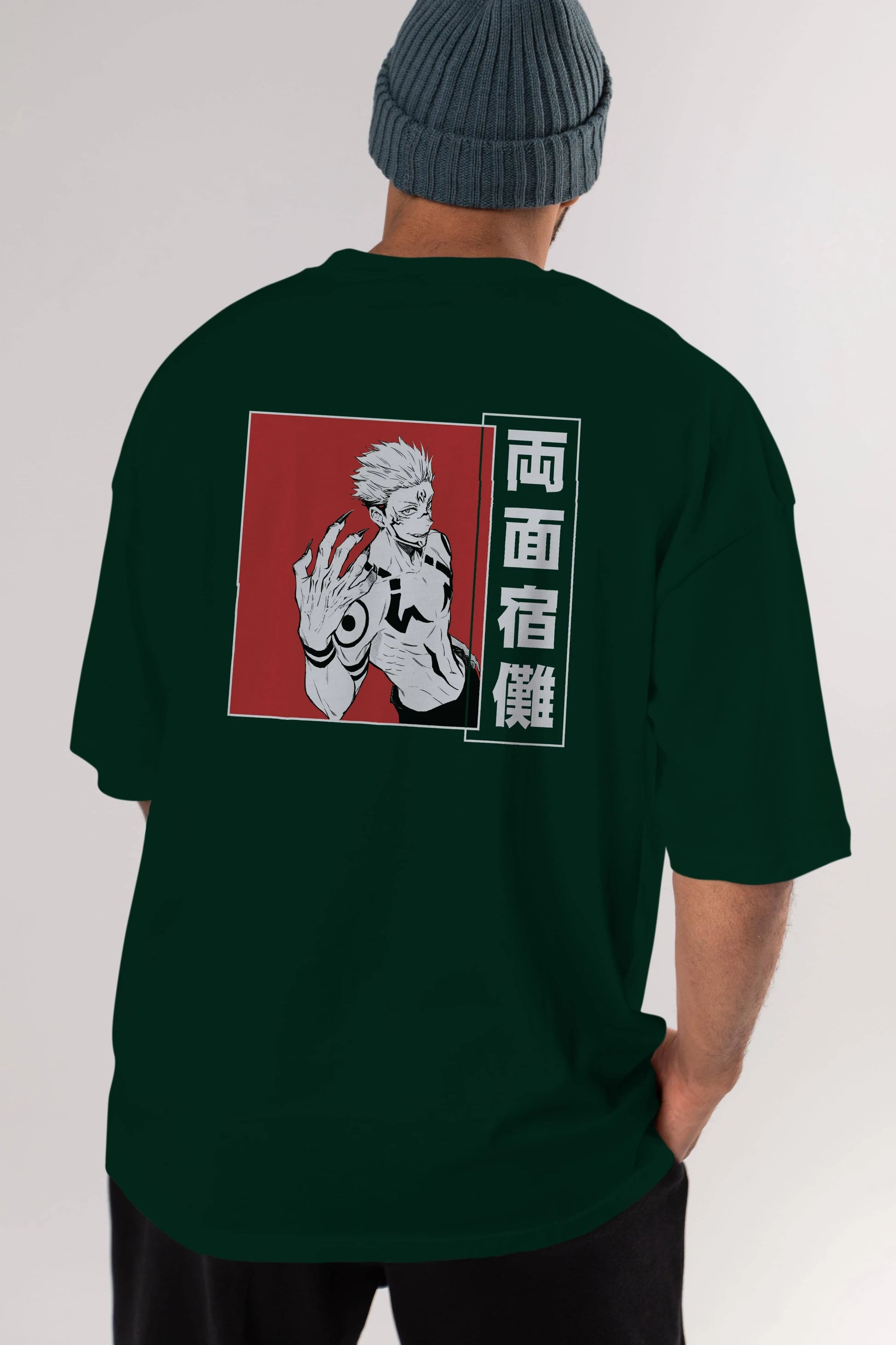 Sukuna Ryoumen 2 Anime Arka Baskılı Oversize t-shirt Erkek Kadın Unisex