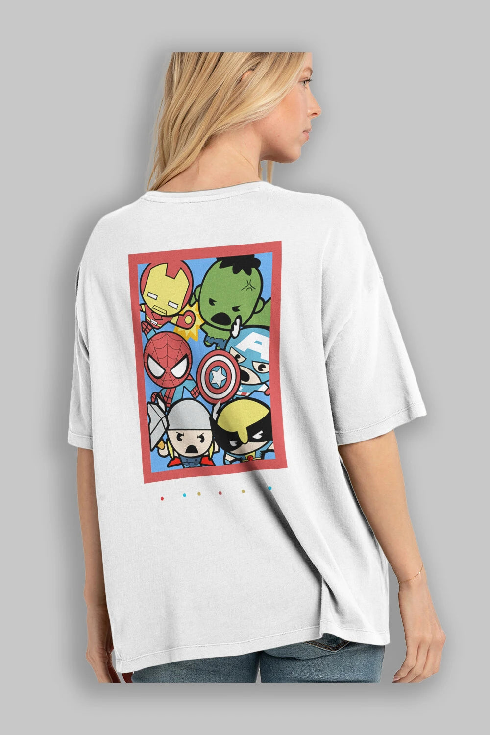 Friends Avenger Arka Baskılı Oversize t-shirt Erkek Kadın Unisex %100 Pamuk Bisiklet Yaka tişort