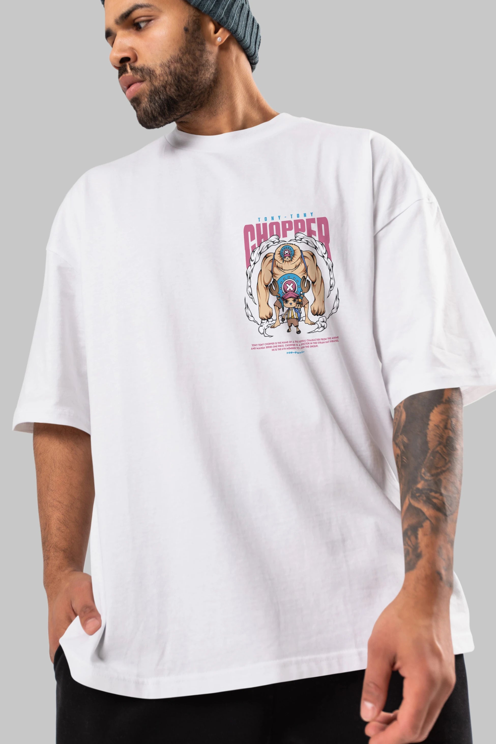 Tony Tony Chopper Ön Sol Baskılı Oversize t-shirt Erkek Kadın Unisex %100 Pamuk Bisiklet Yaka tişort