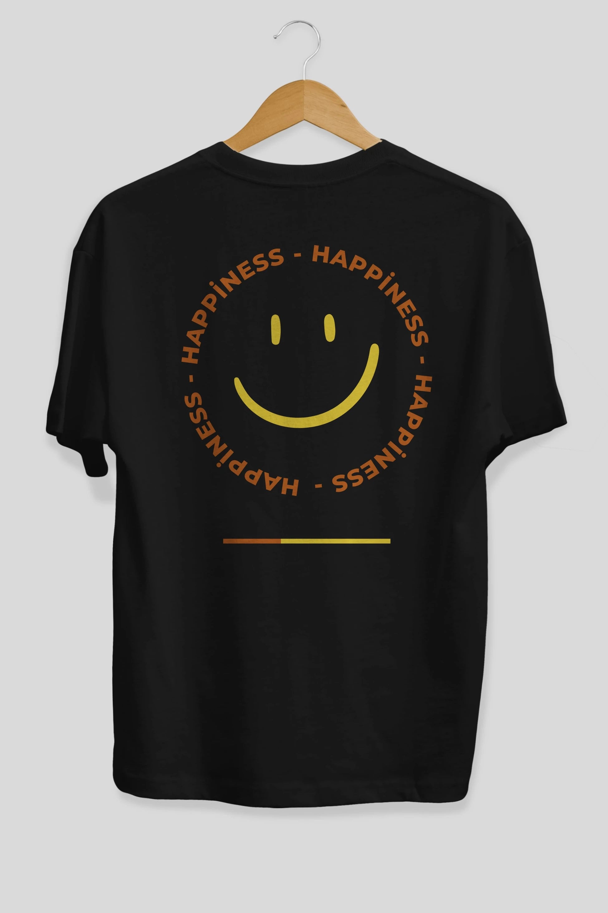 Happiness Smile Yazılı Arka Baskılı Oversize t-shirt Erkek Kadın Unisex