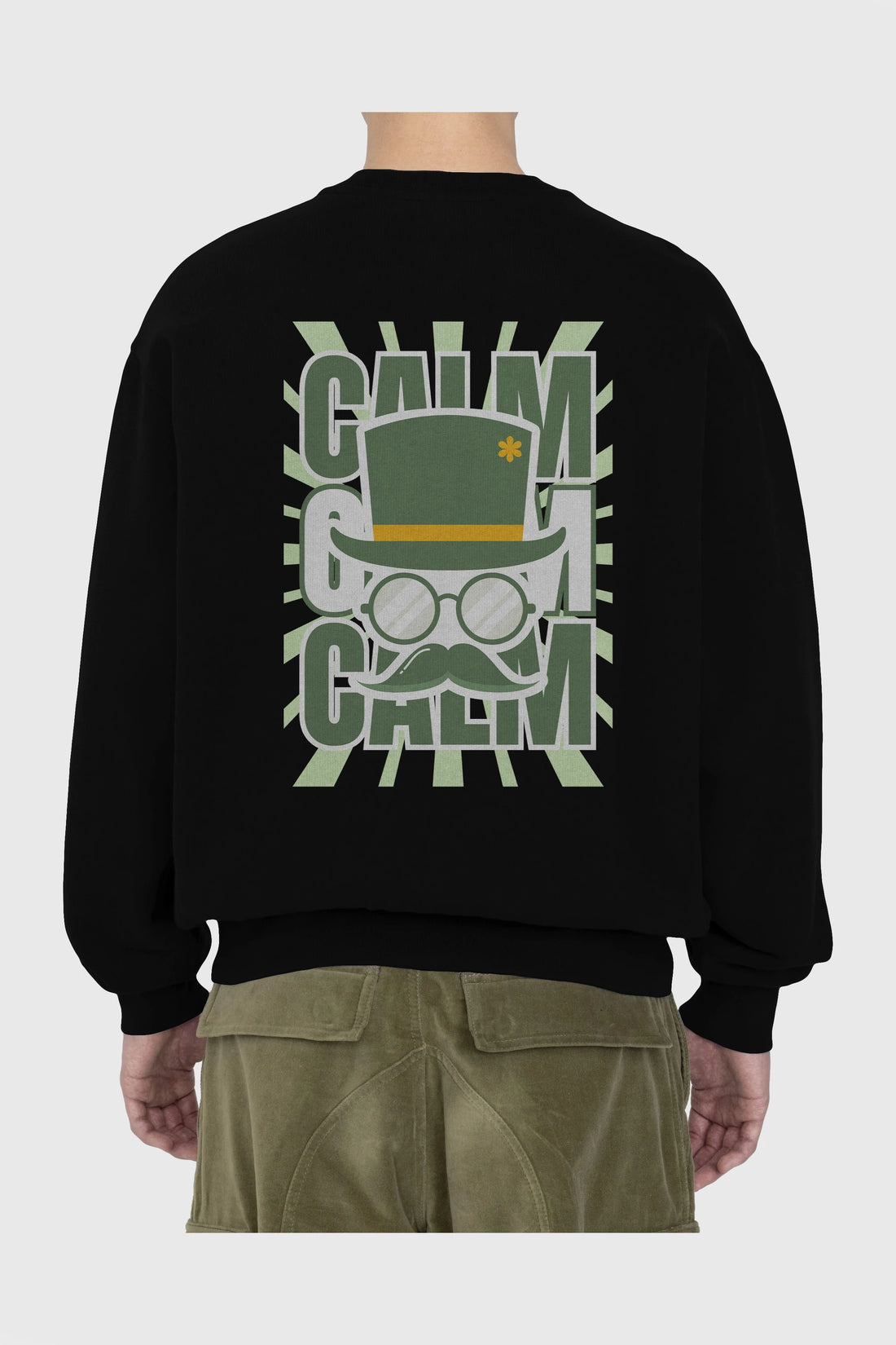 Calm Yazılı Arka Baskılı Oversize Sweatshirt Erkek Kadın Unisex