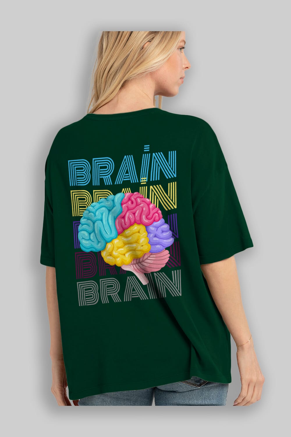 Brain Yazılı Arka Baskılı Oversize t-shirt Erkek Kadın Unisex