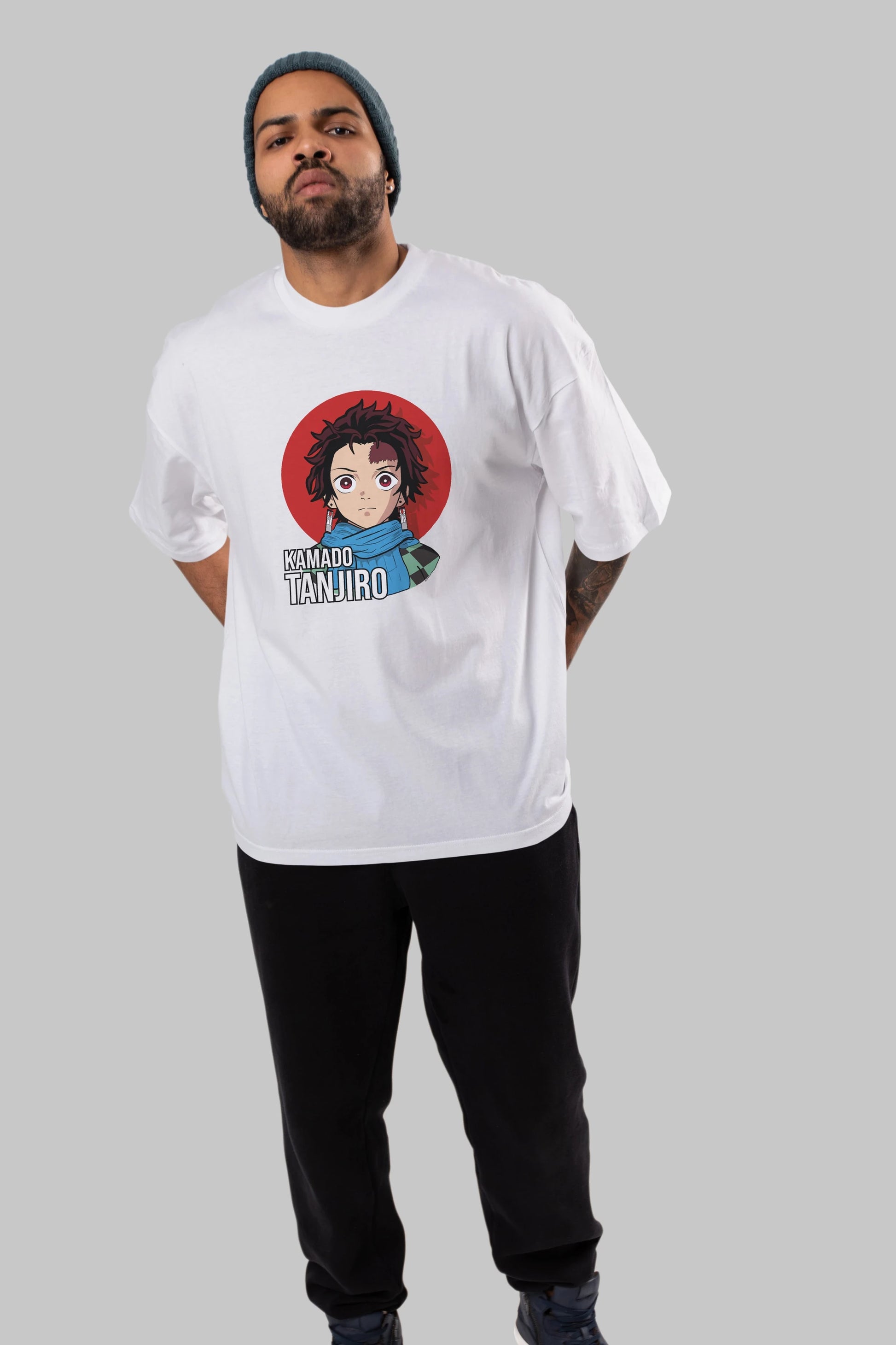 TANJIRO KAMADO Anime Ön Baskılı Oversize t-shirt %100 pamuk Erkek Kadın Unisex
