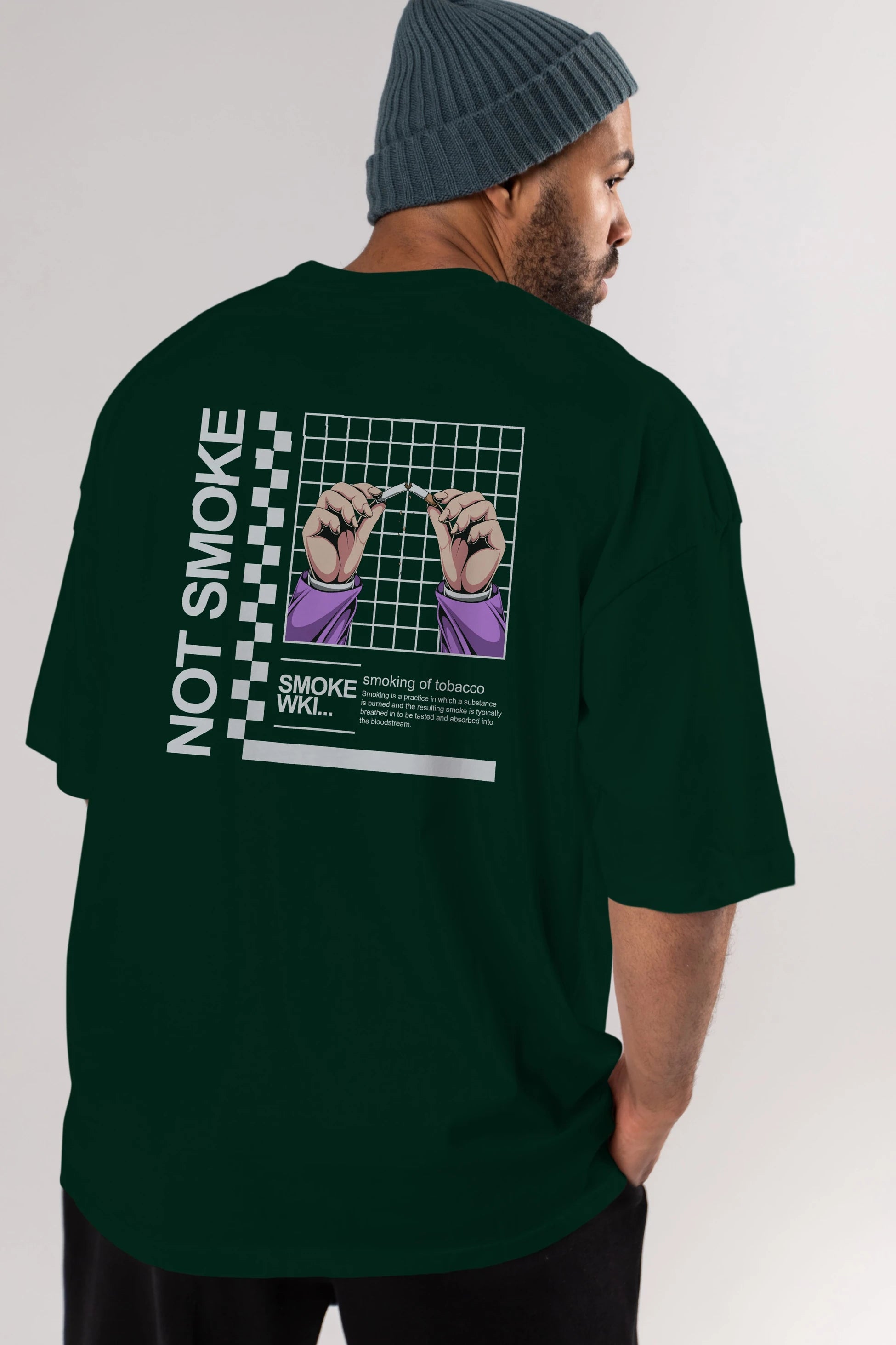 Not Smoke Arka Baskılı Oversize t-shirt Erkek Kadın Unisex
