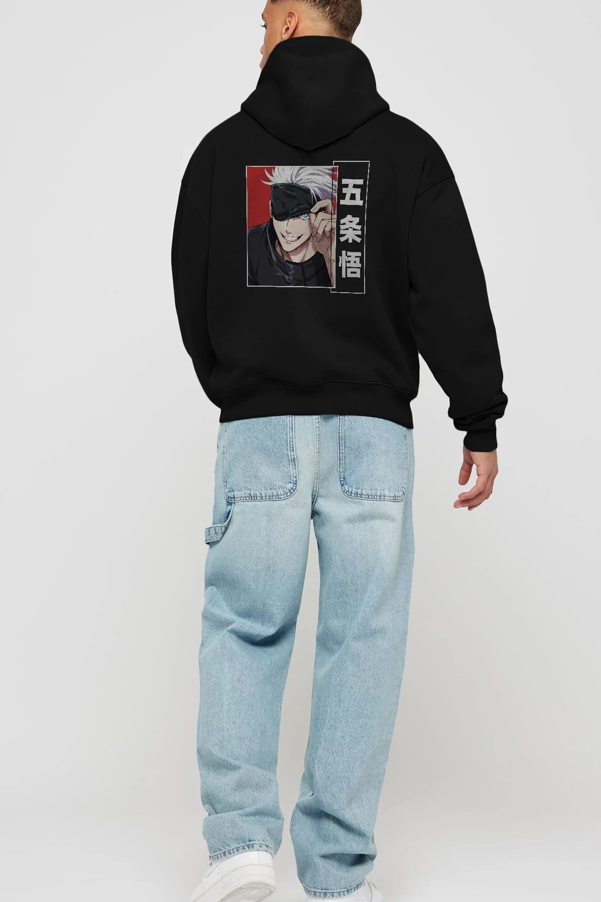 JUJUTSU KAISEN Anime Arka Baskılı Hoodie Oversize Kapüşonlu Sweatshirt Erkek Kadın Unisex