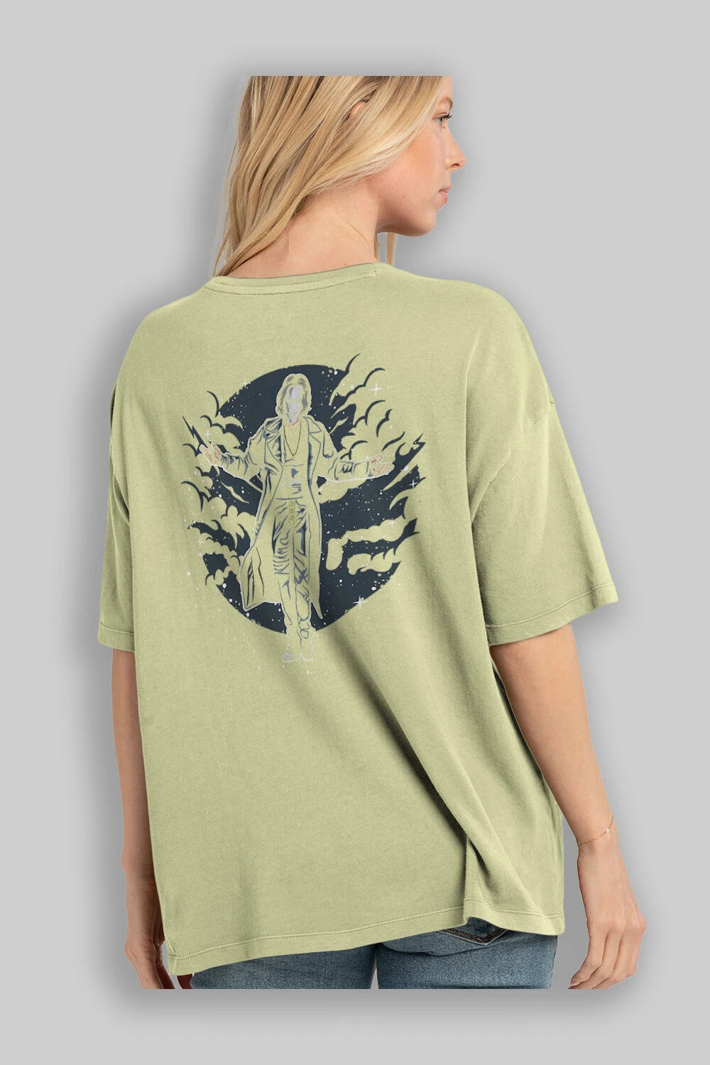 The Crow Arka Baskılı Oversize t-shirt Erkek Kadın Unisex %100 Pamuk