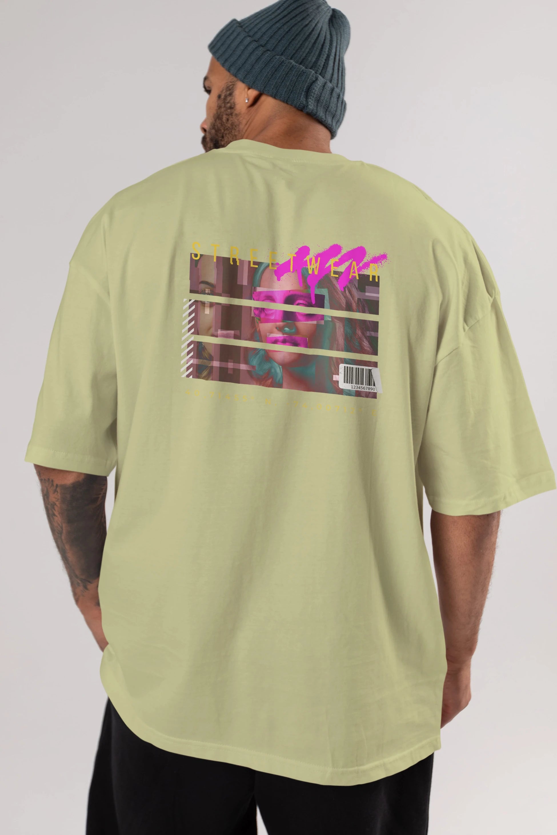 Futuristic Streetwear 2 Arka Baskılı Oversize t-shirt Erkek Kadın Unisex