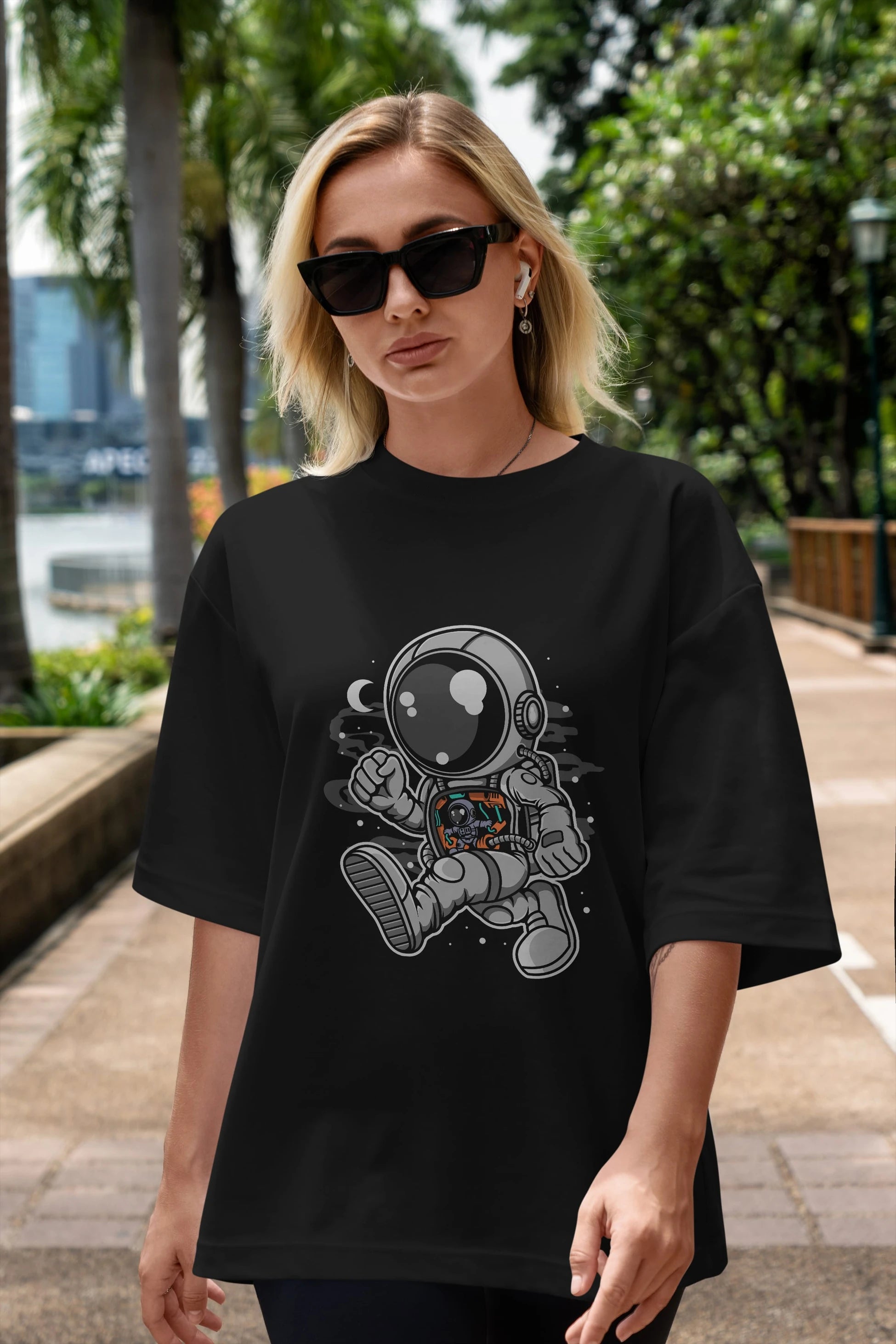 Astronaut Robotic Machine Ön Baskılı Oversize t-shirt Erkek Kadın Unisex