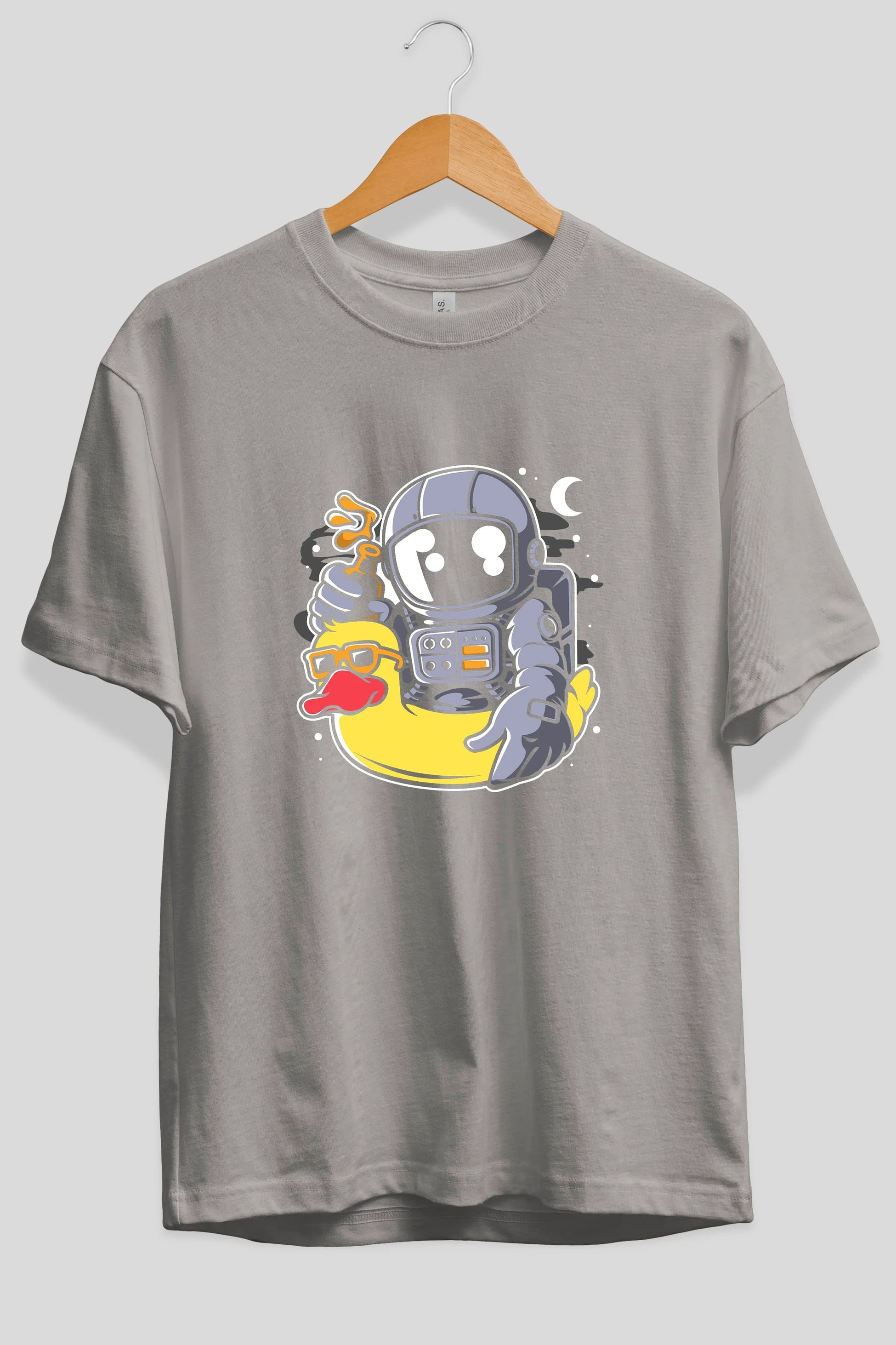 Astronaut Duck Balloon Ön Baskılı Oversize t-shirt Erkek Kadın Unisex