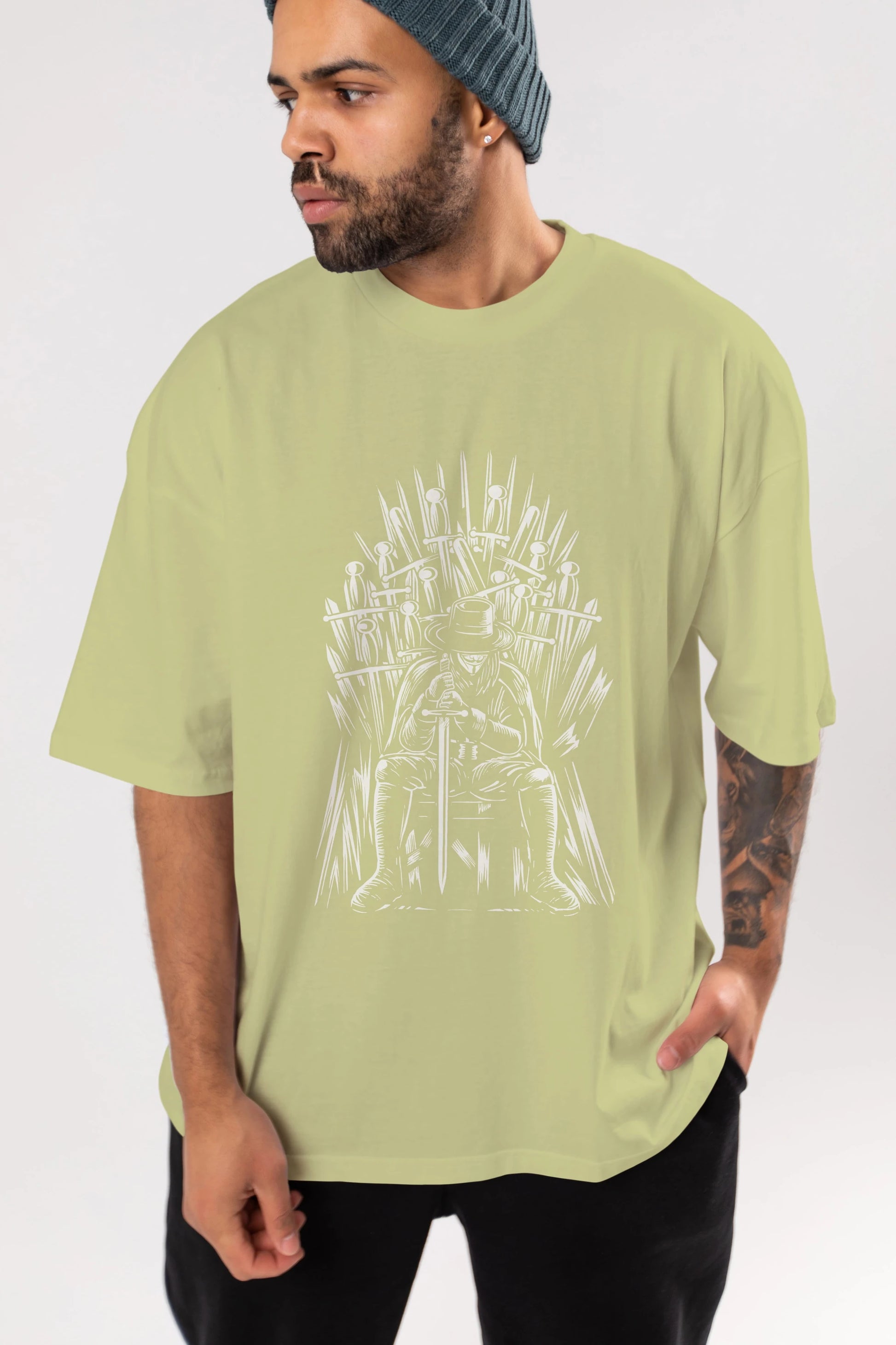 The Thrones Of Vendetta Ön Baskılı Oversize t-shirt Erkek Kadın Unisex %100 Pamuk tişort