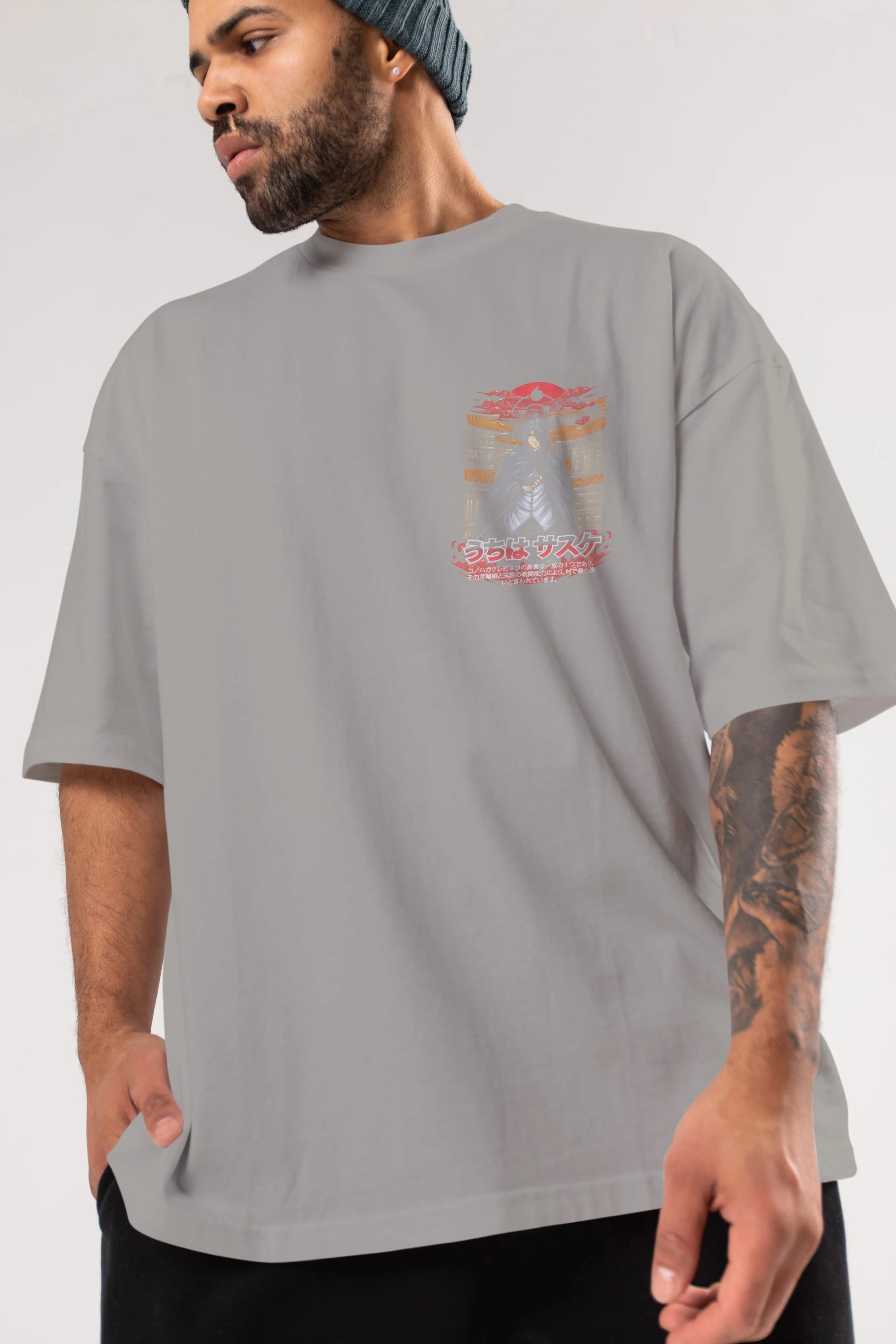 NARUTO SASUKE UCHIHA 1 Ön Sol Baskılı Oversize t-shirt Erkek Kadın Unisex %100 Pamuk Bisiklet Yaka tişort