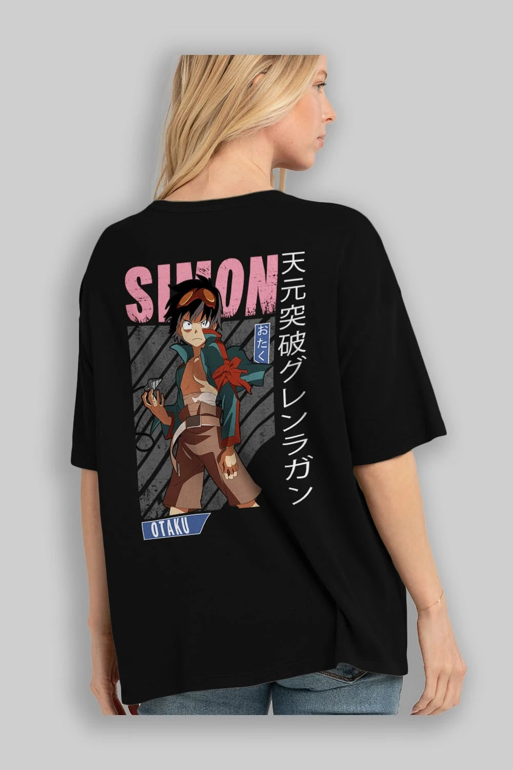 Simon 5 Anime Arka Baskılı Oversize t-shirt Erkek Kadın Unisex