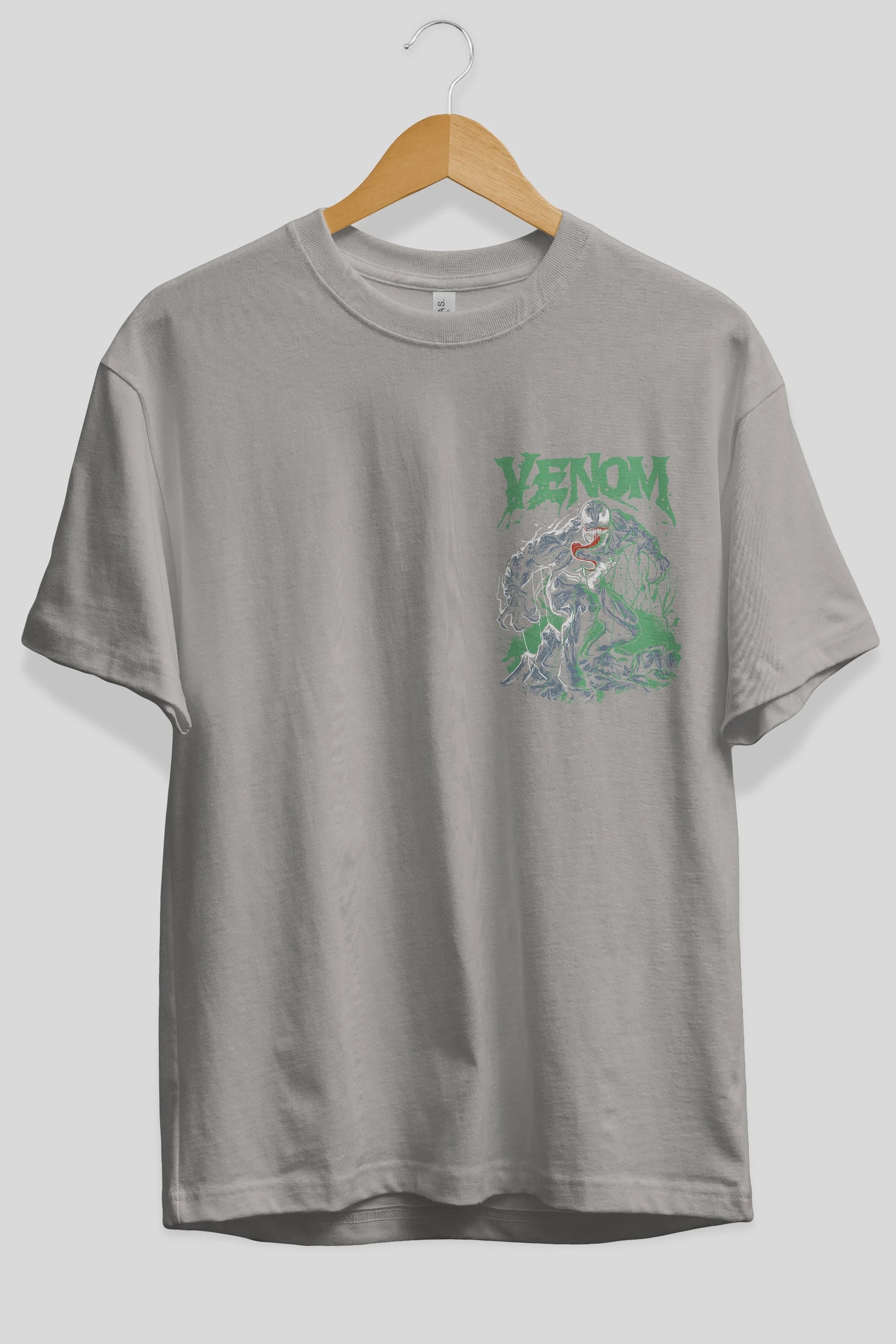 Venom (3) Ön Sol Baskılı Oversize t-shirt Erkek Kadın Unisex %100 Pamuk Bisiklet Yaka tişort