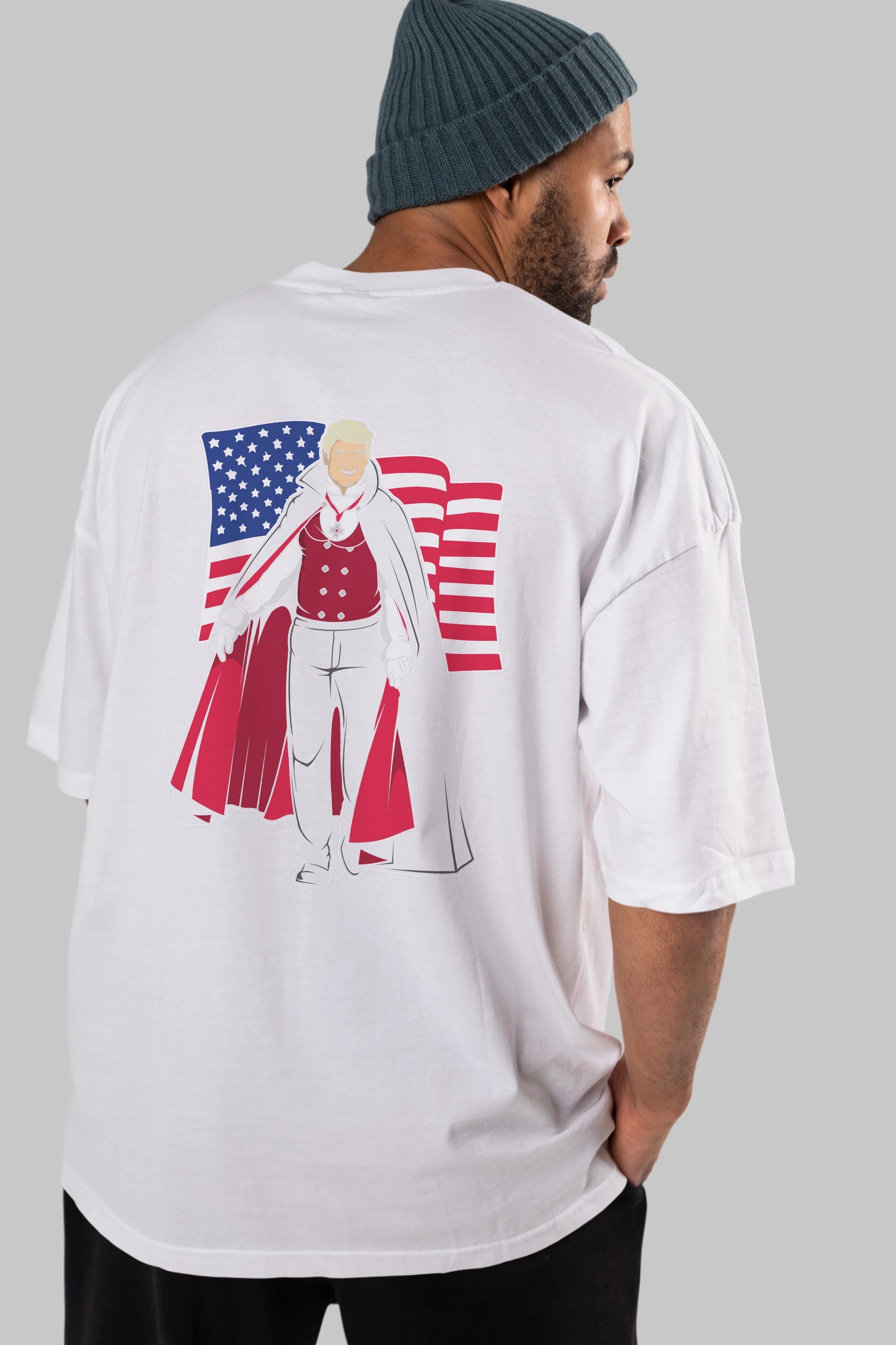 Trump Dracula Arka Baskılı Oversize t-shirt Erkek Kadın Unisex %100 Pamuk tişort