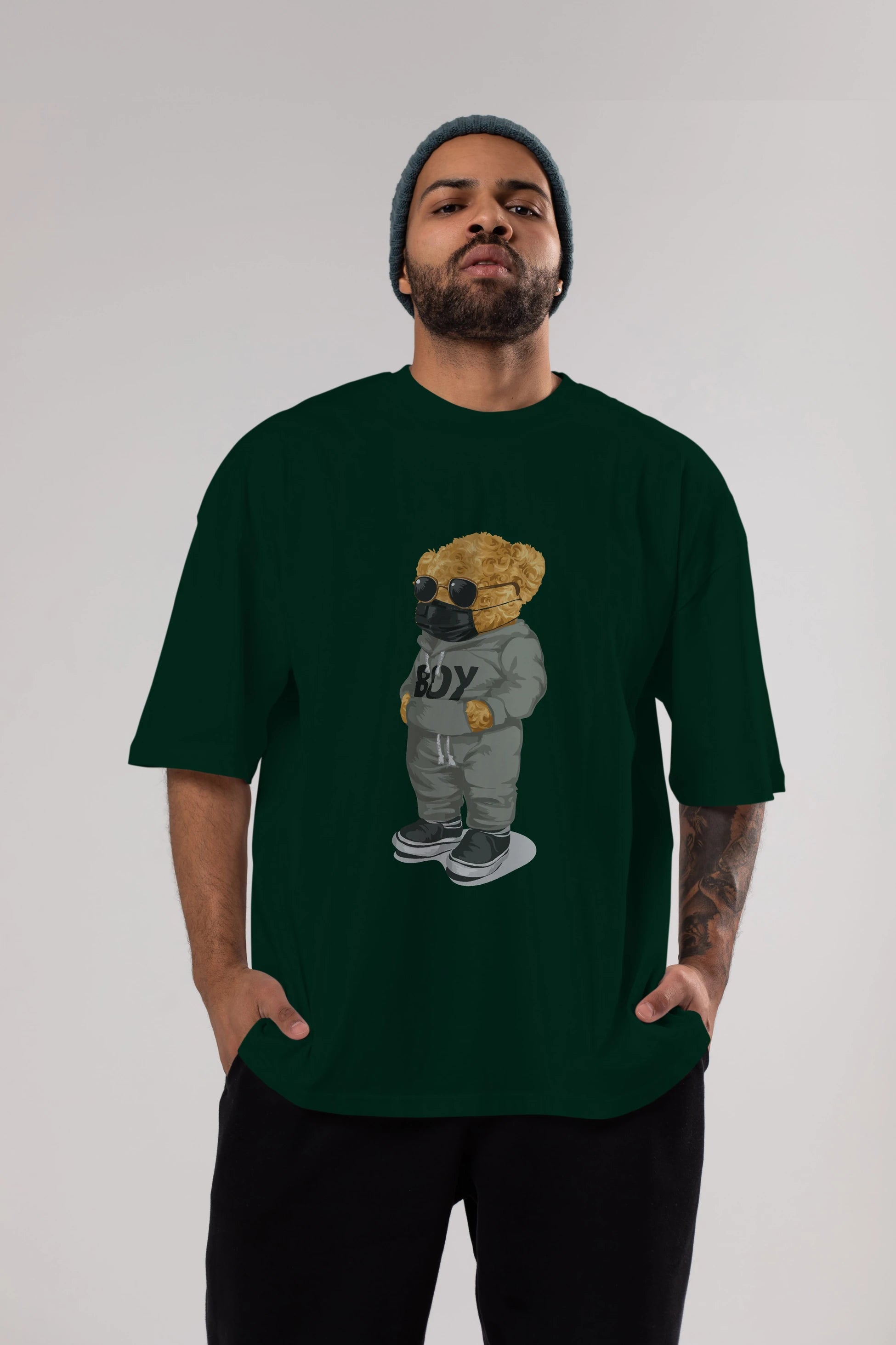 Teddy Bear Boy Ön Baskılı Oversize t-shirt Erkek Kadın Unisex %100 Pamuk