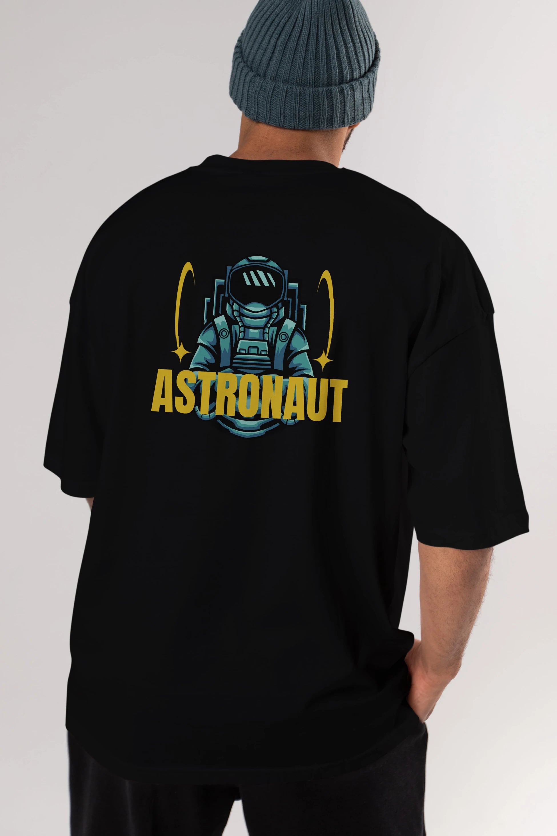 Astronaut Arka Baskılı Oversize t-shirt Erkek Kadın Unisex