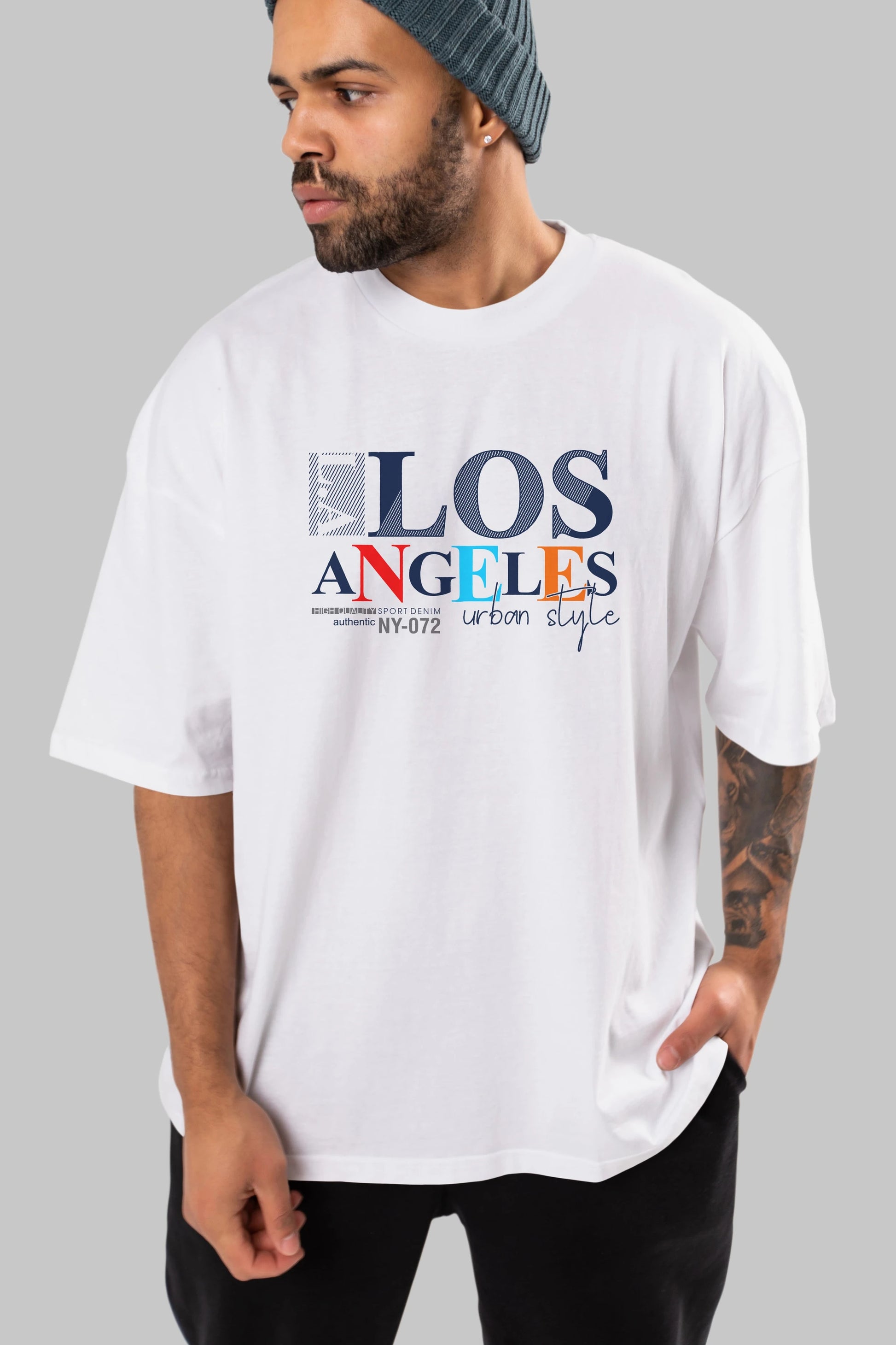 Los Angeles Style Ön Baskılı Oversize t-shirt Erkek Kadın Unisex