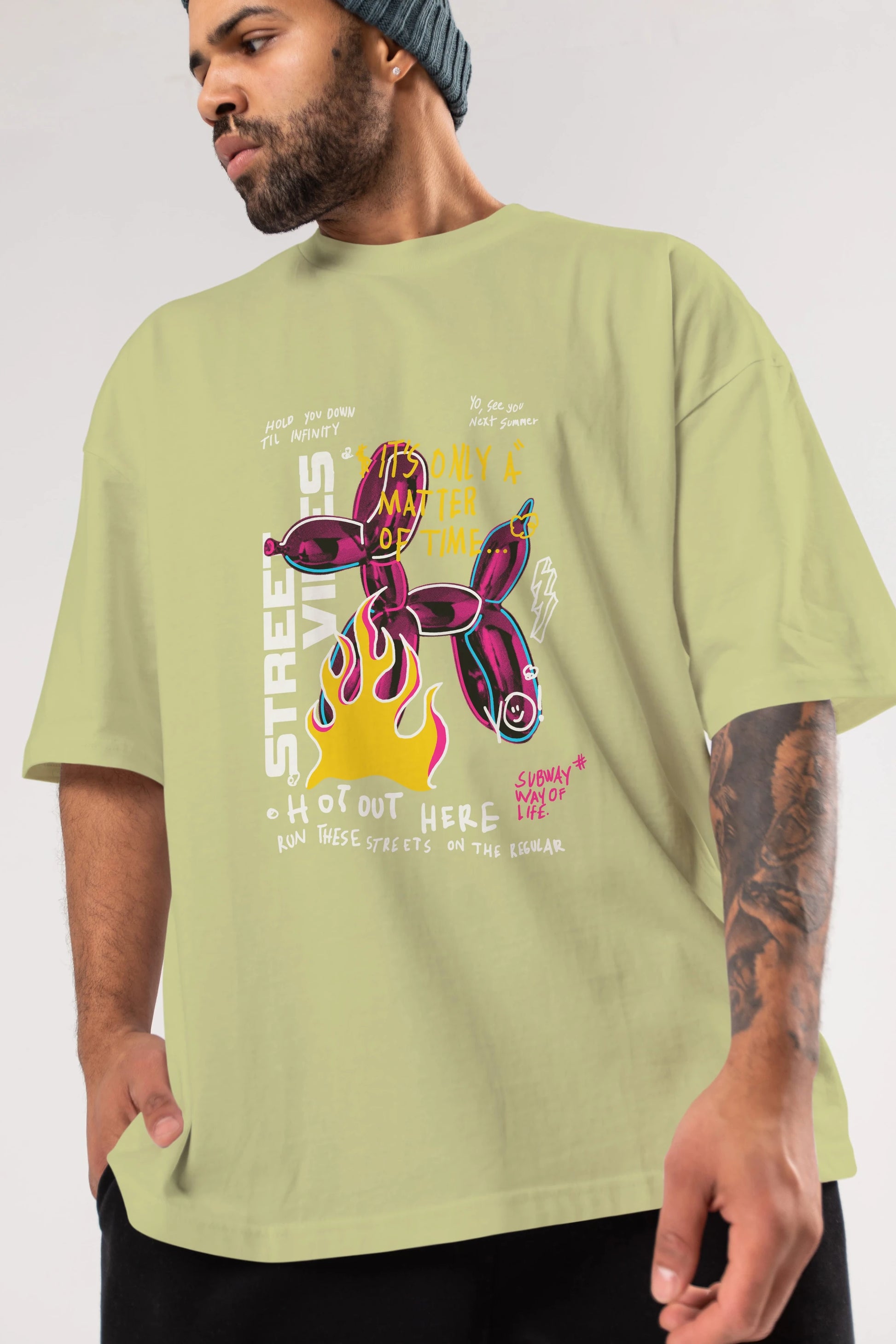 Street Vibes Ön Baskılı Oversize t-shirt Erkek Kadın Unisex