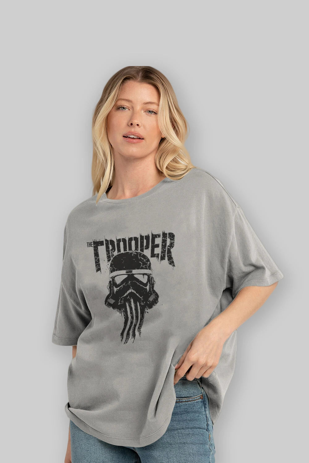 The Trooper Ön Baskılı Oversize t-shirt Erkek Kadın Unisex %100 Pamuk Bisiklet Yaka tişort